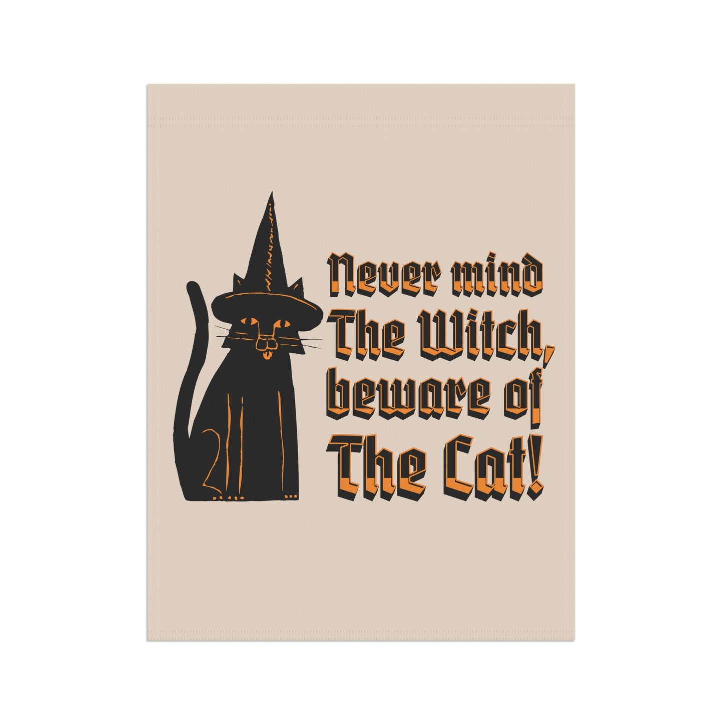 Witchy Black Cat Familiar Garden & House Banner