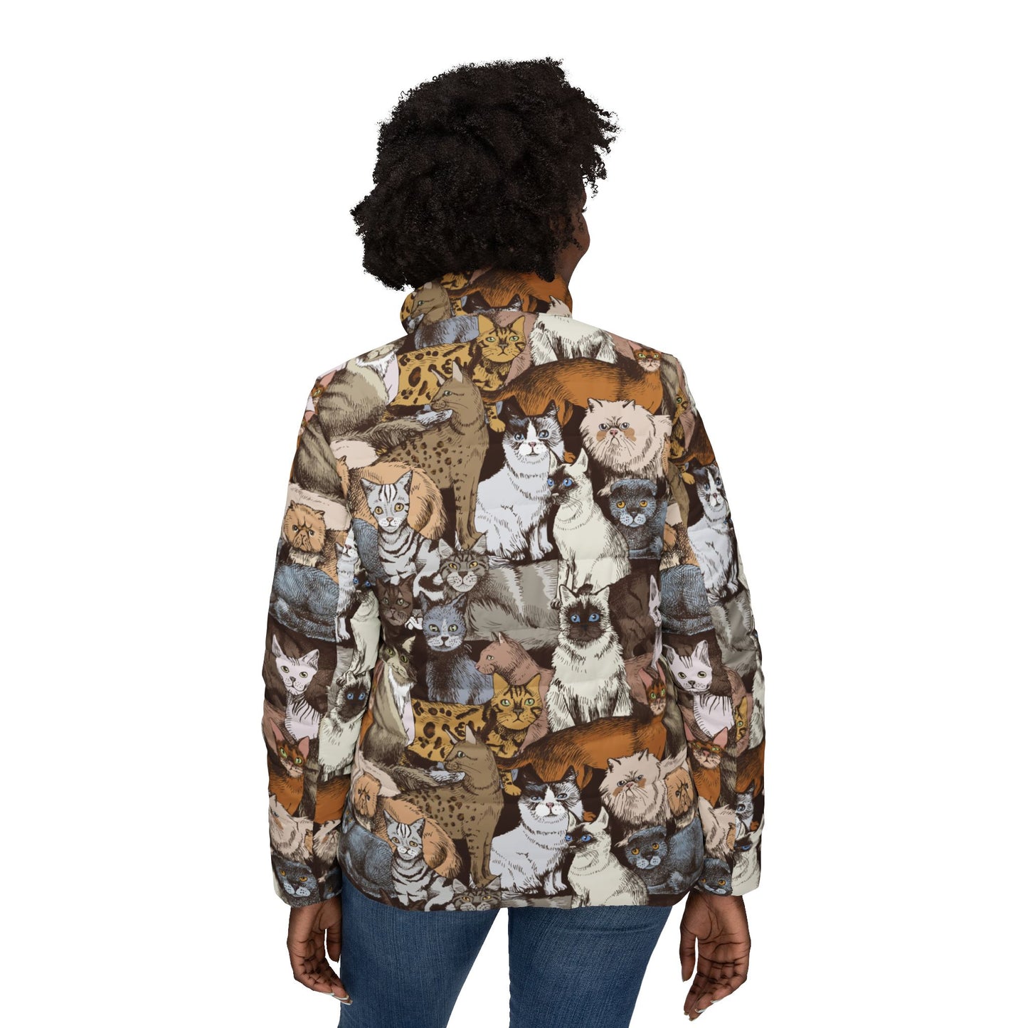 Cats Pattern Puffer Jacket