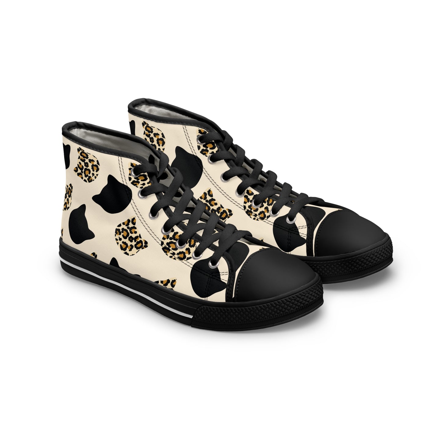 Cat Heads and Leopard Women's High Top Sneakers