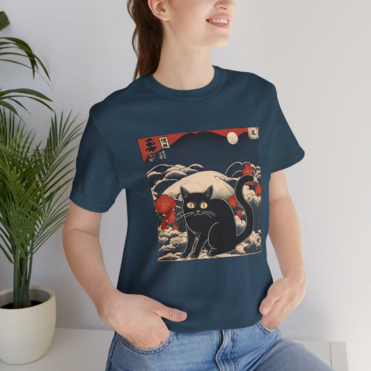 Funny Black Cat Ukiyo-e Style T-shirt