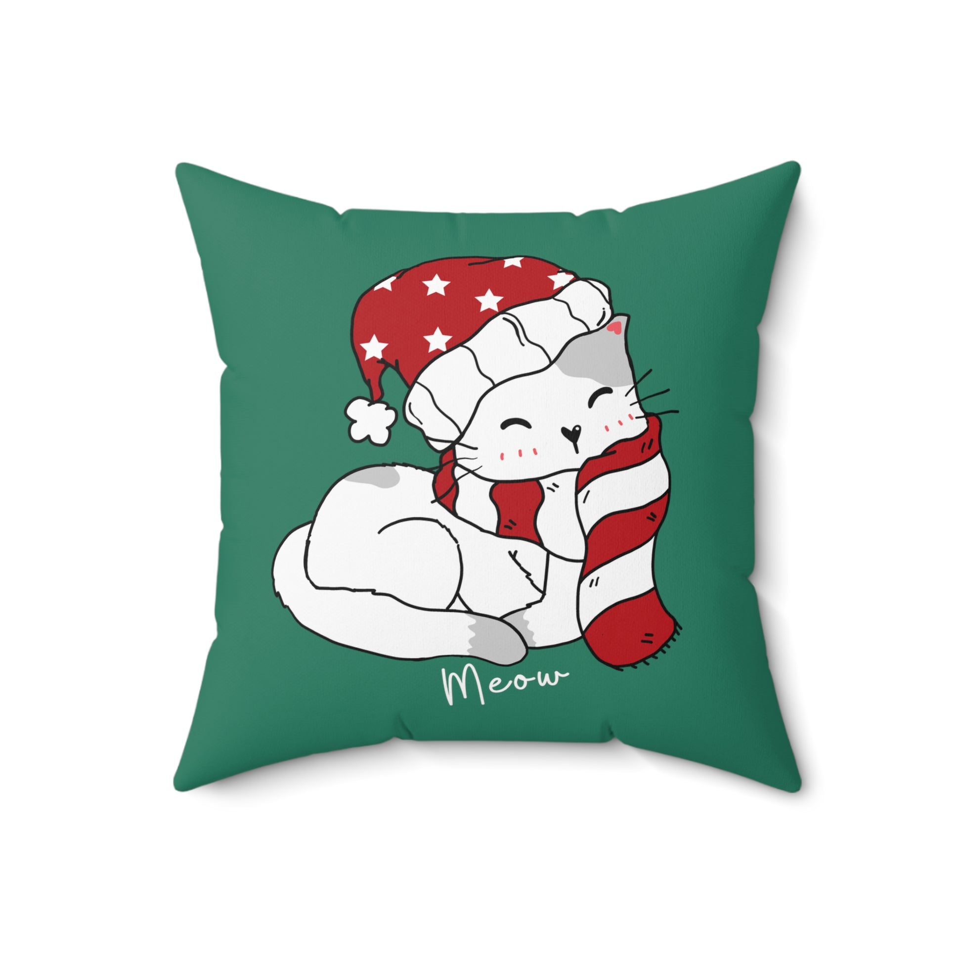 Cute Cat Christmas Pillow, Kawaii Cat xmas Pillow, Cozy Cat Merry Christmas Cushion, Cat Christmas home decor, Merry xmas cat room decor