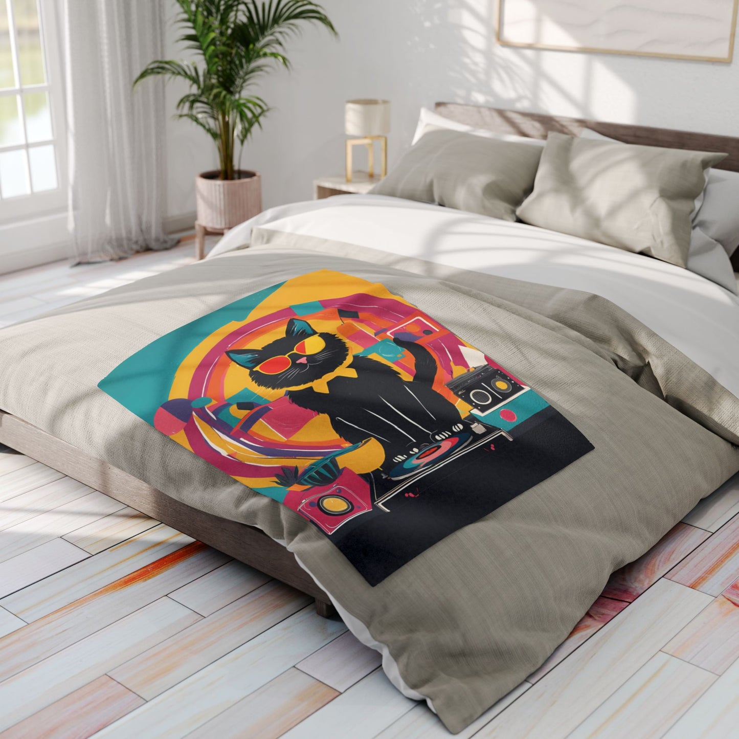 Black Cat DJ Arctic Fleece Blanket