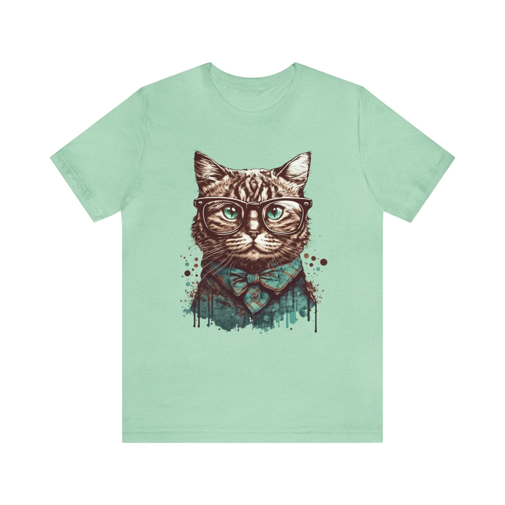 Nerdy cat T-shirt, Cute cat Unisex Jersey Short Sleeve Tee shirt, Geeky cat tshirt, Tabby cat shirt, Cool Cat shirt, gifts for cat lovers