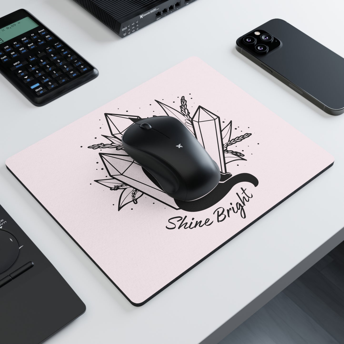 Crystals and Cat Rectangular Mouse Pad