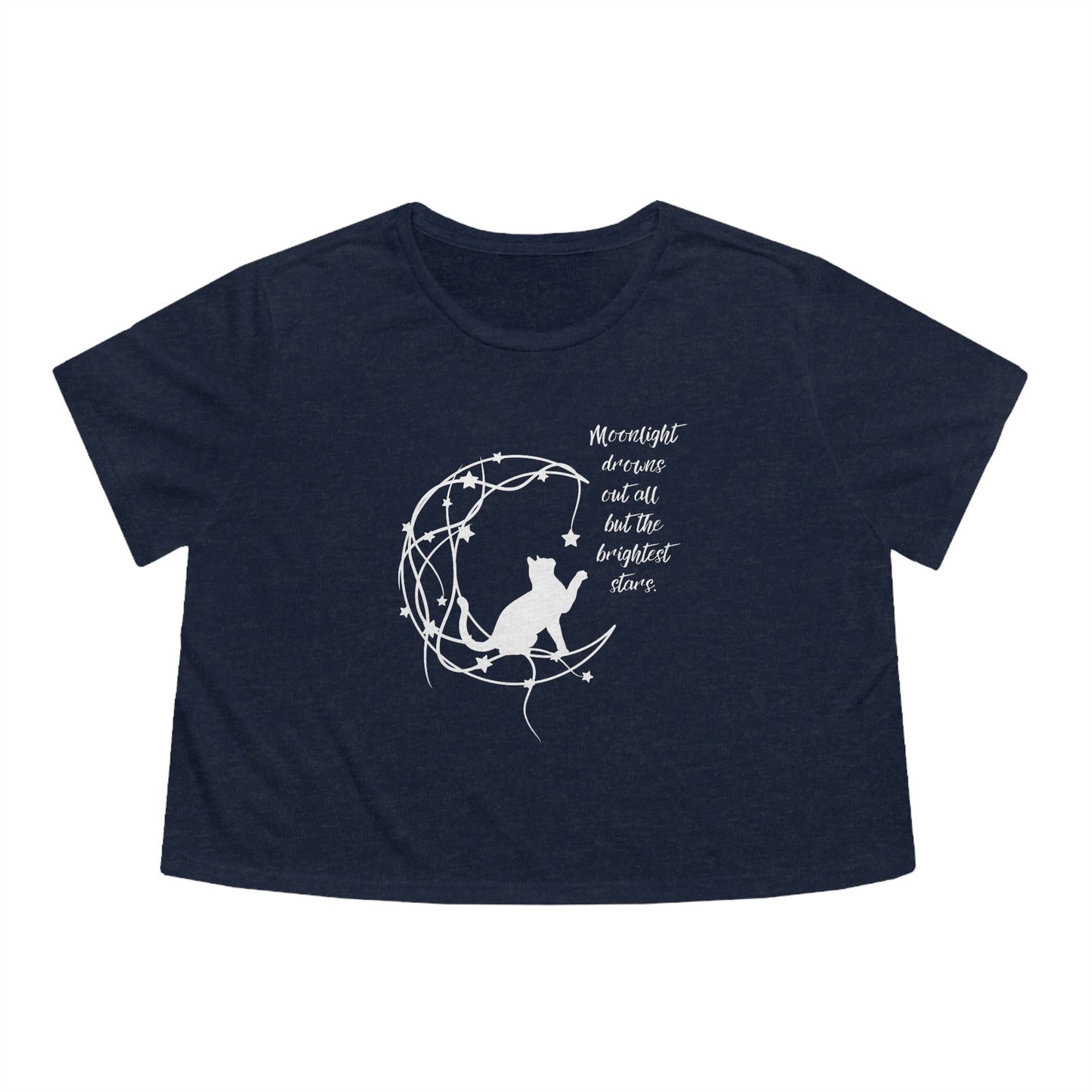 Magical cat and moon Women's Flowy Cropped Tee