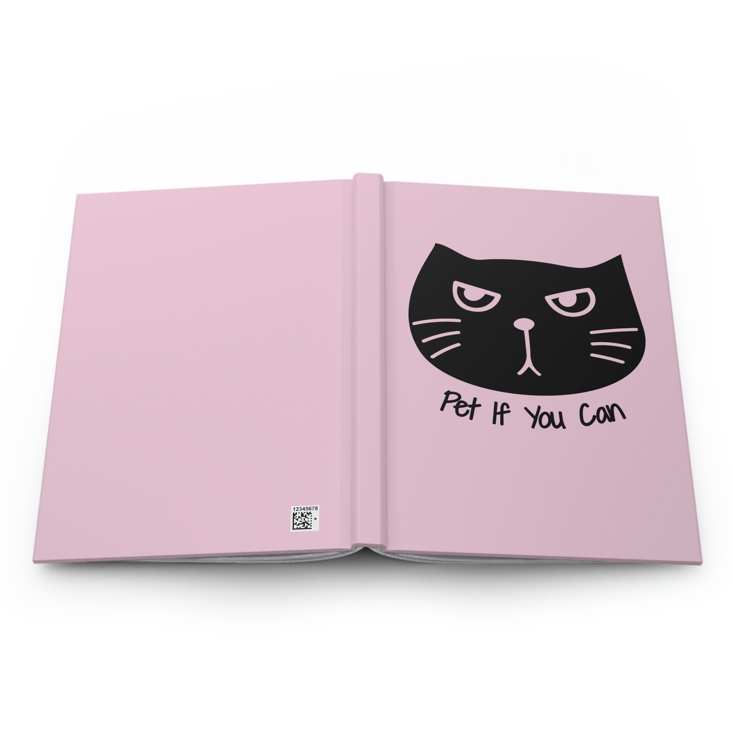 Funny cat says "Pet If You Can" pink Hardcover Journal Matte notebook, cat traveler notebook, Coworker cat Gift, cat lover gift