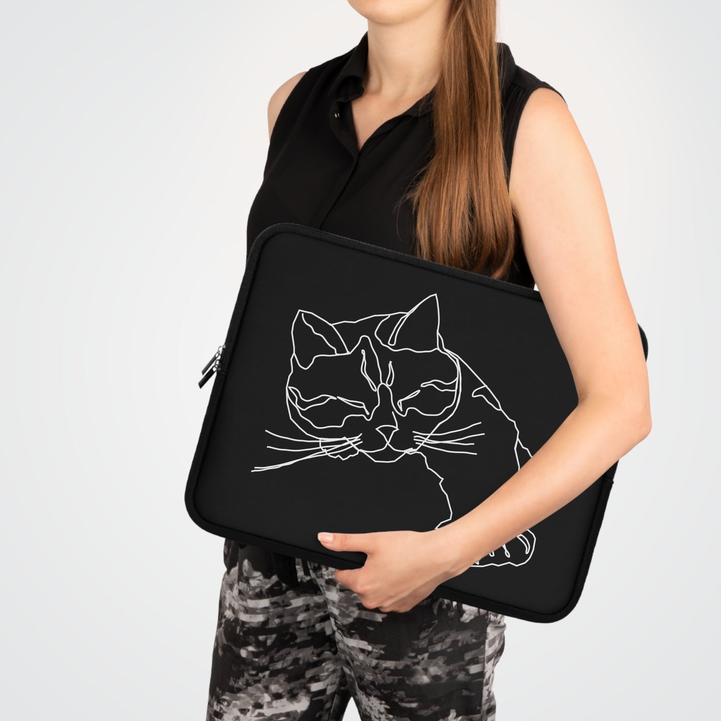 Minimalist Cat Laptop Sleeve, Line Art Cat laptop case, Modern cat laptop sleeve, Cat lover gift, Cat accessories, Unique cat laptop case