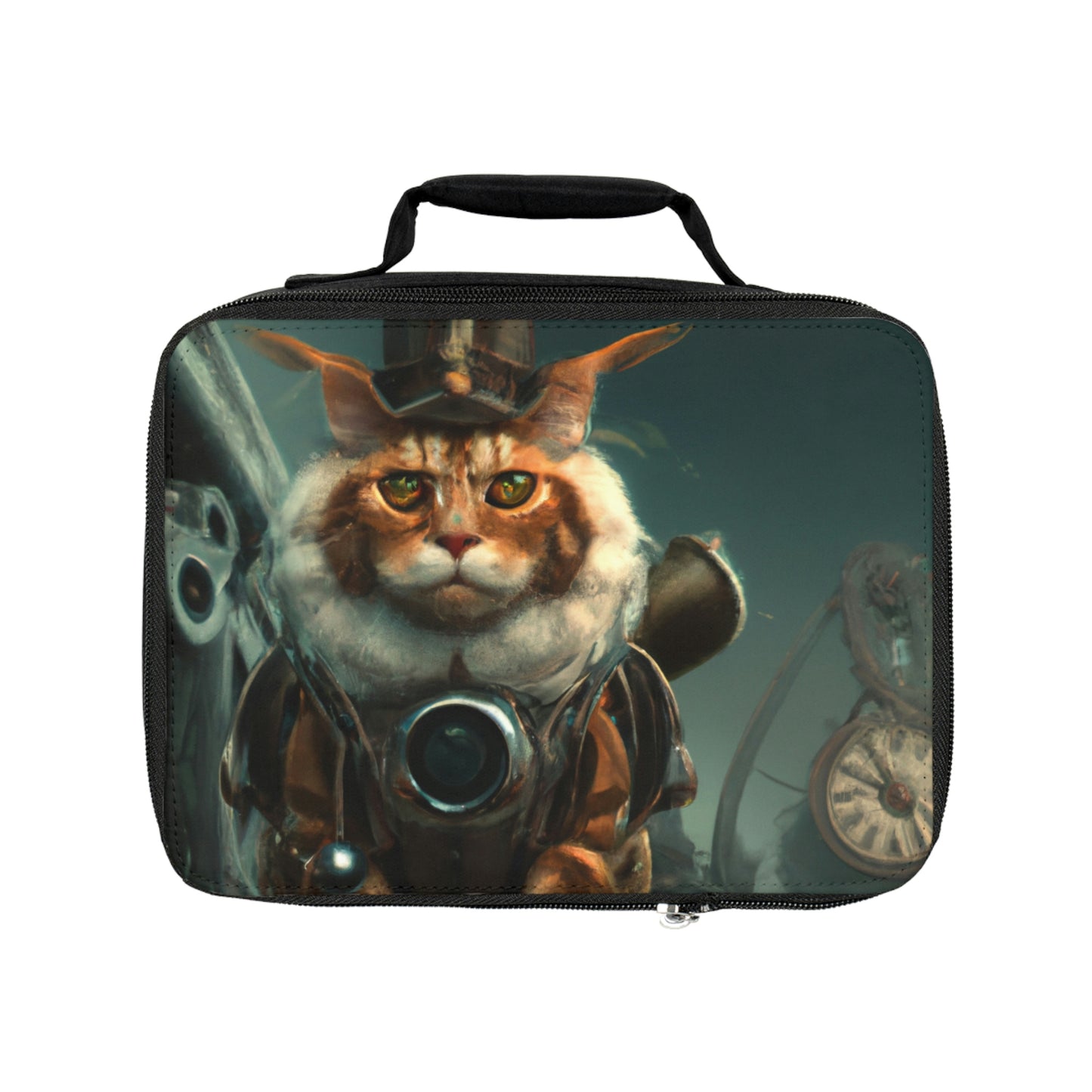 Steampunk Maine Coon cat Lunch Bag | vintage picnic bag | victorian lunch tote