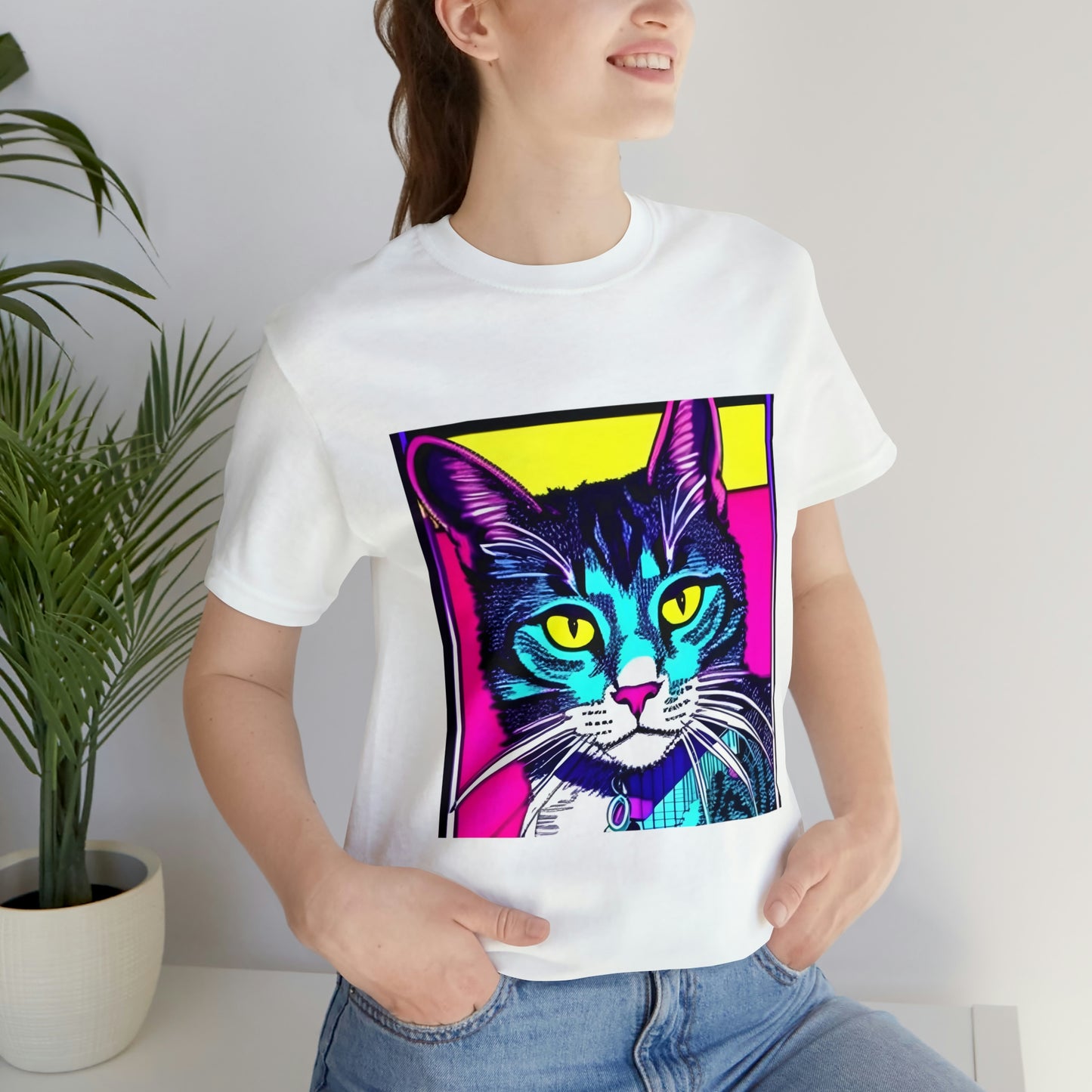 Colorful Graphic Cat T-Shirt