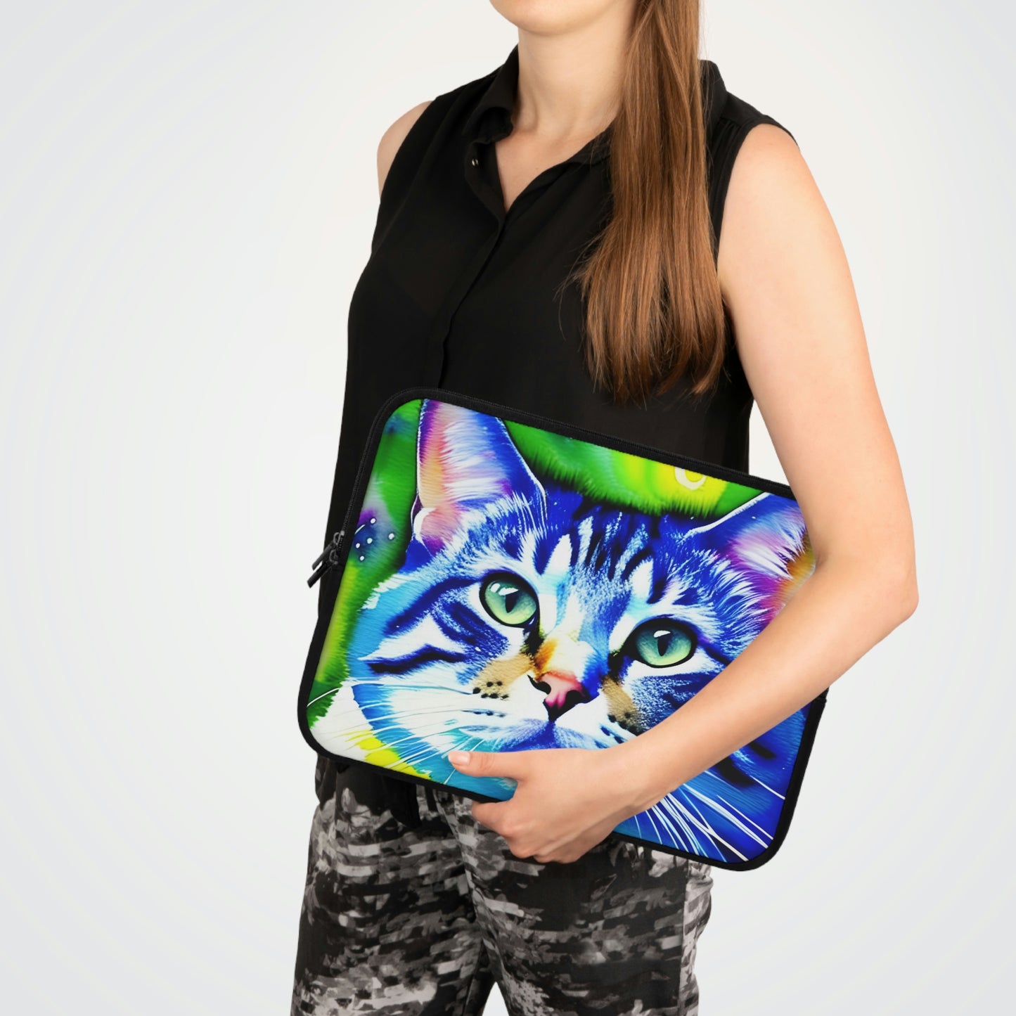 Colorful Cat Graphic Laptop Sleeve