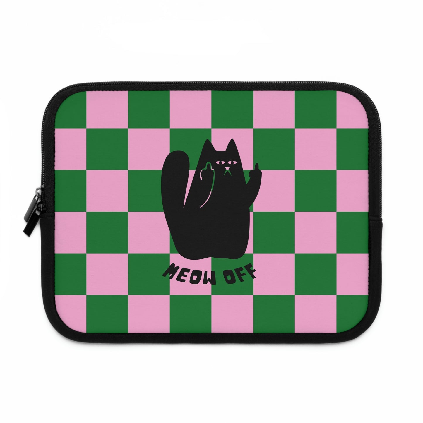 Checkered Funny Black cat Laptop Sleeve