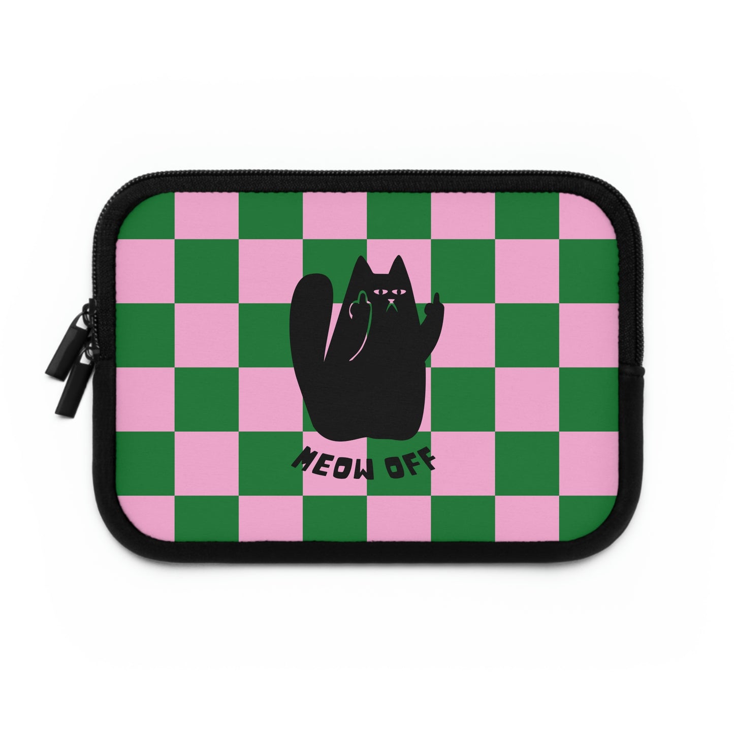 Checkered Funny Black cat Laptop Sleeve