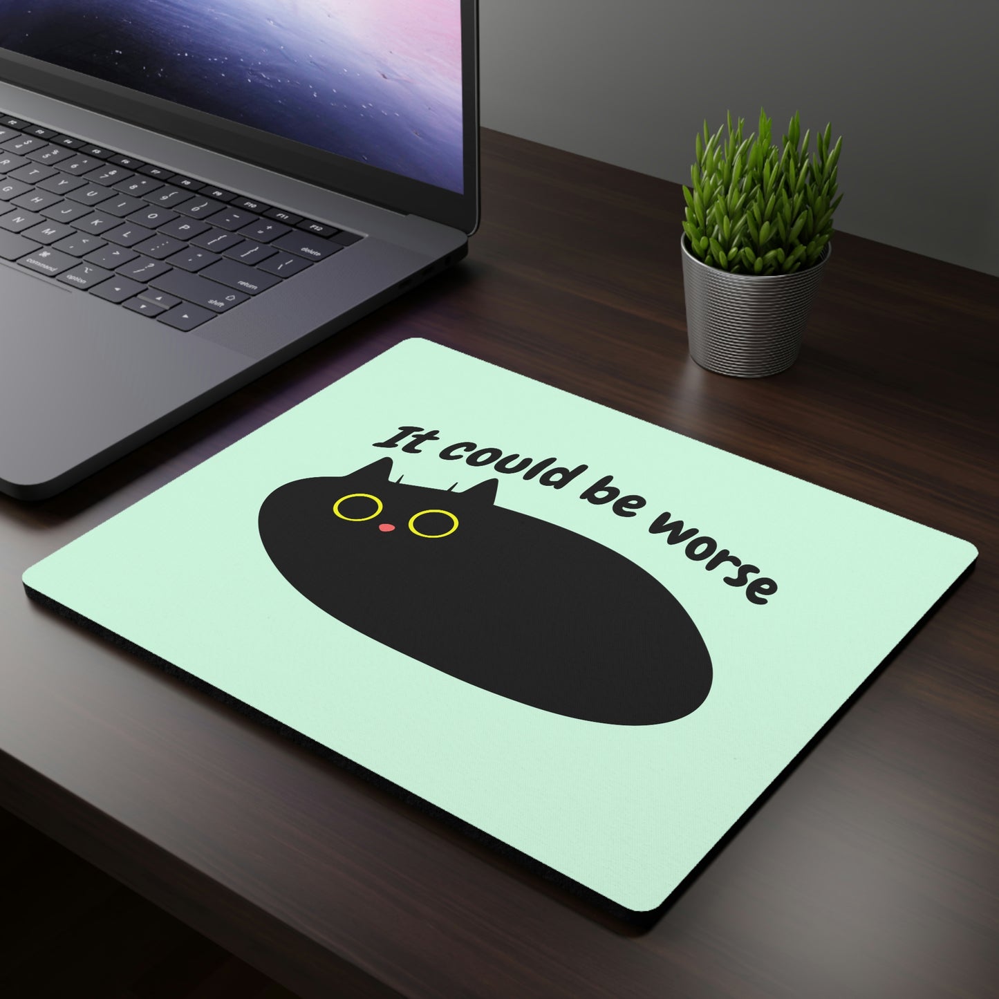 Funny Black cat Rectangular Mouse Pad, cute mouse pad, cat lover gift, desk accessories, office décor, desk décor, sarcastic cat mouse pad