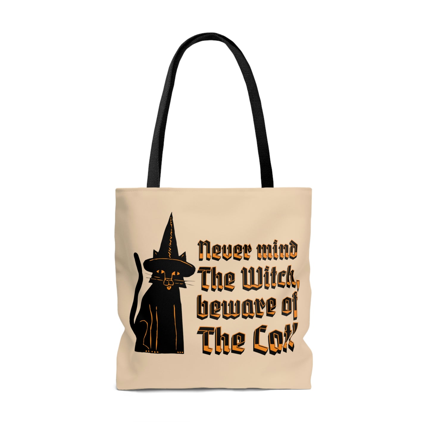 Witchy Black Cat Canvas Tote Bag