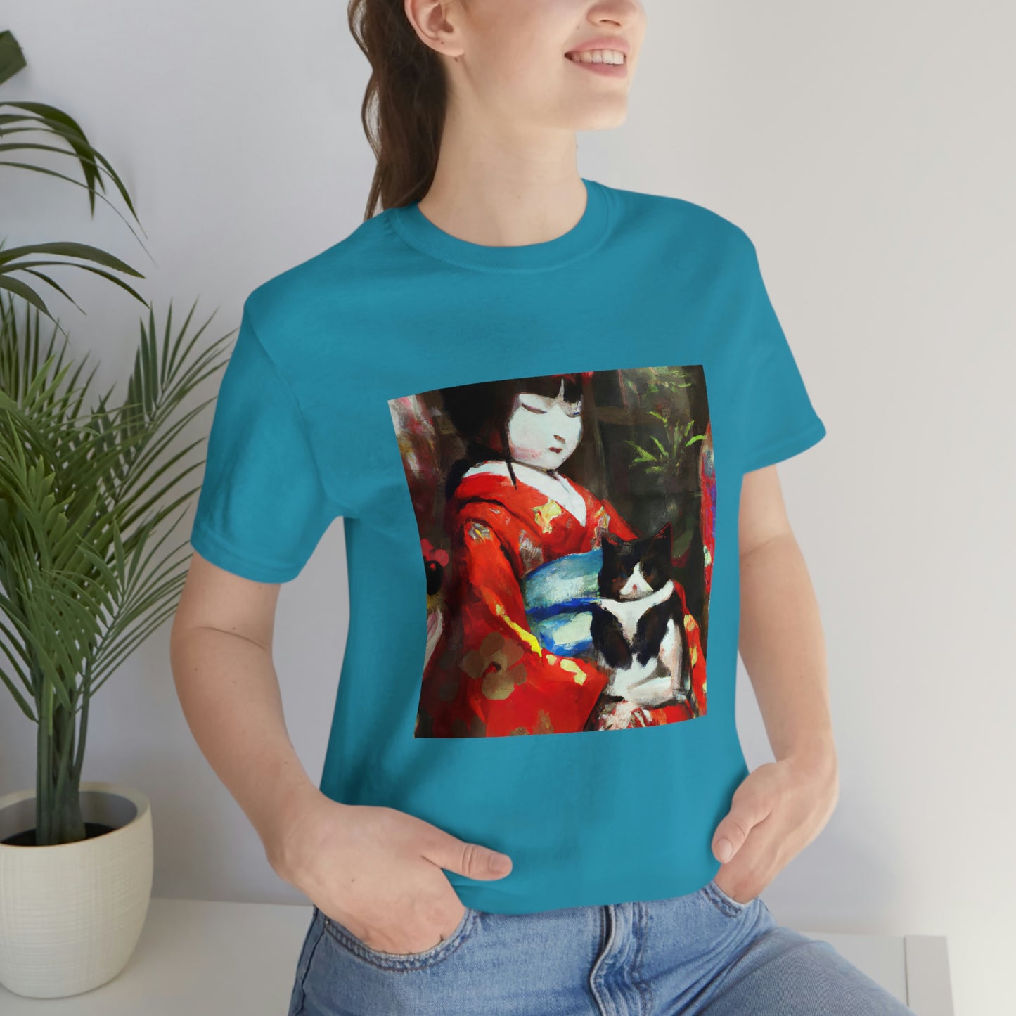 Geisha and cat T-shirt