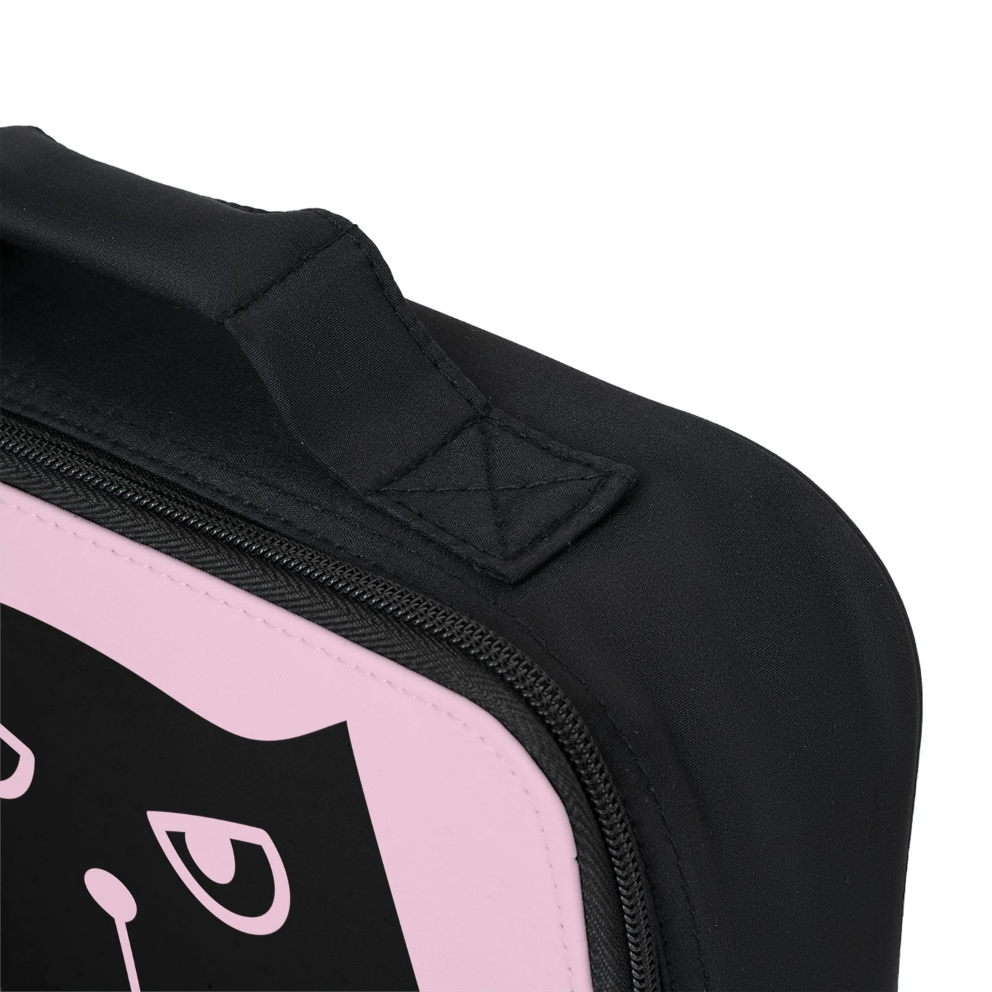 Black cat says "Pet if you can" pink Lunch Bag