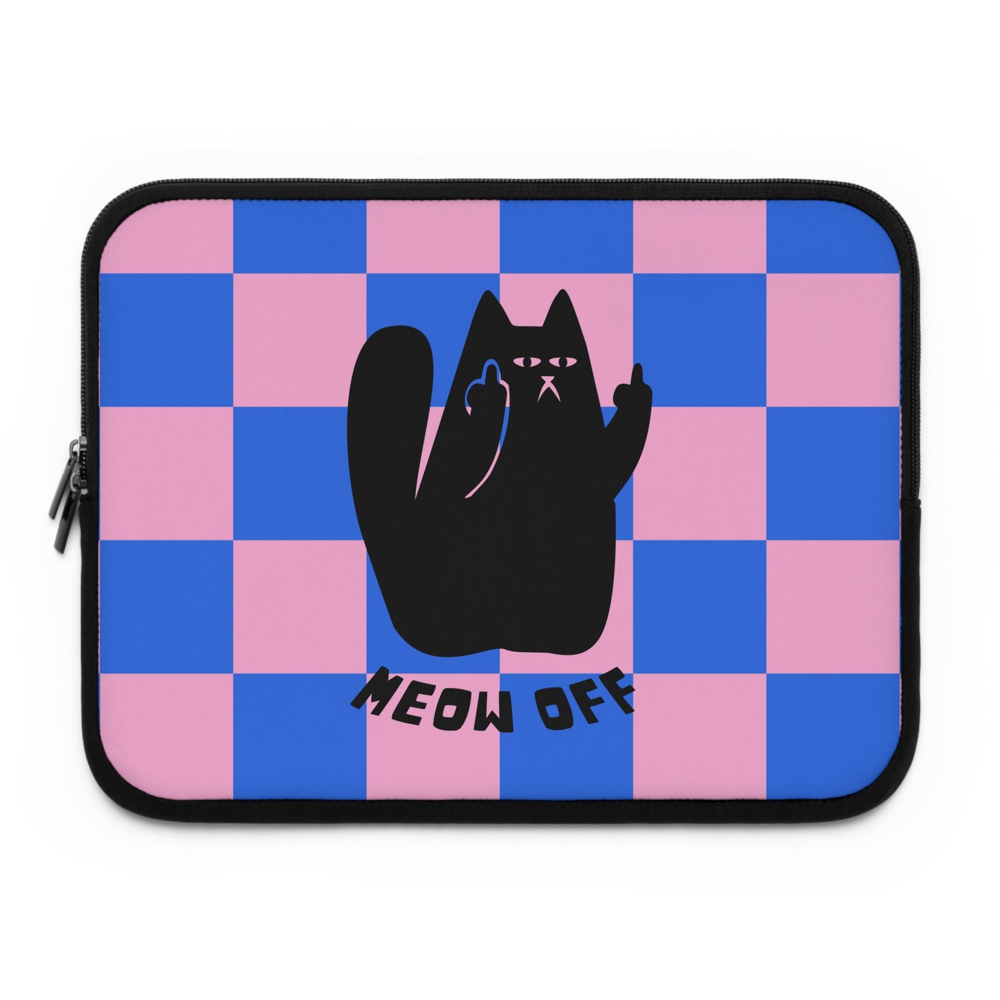 Checkered Funny Cat Laptop Sleeve