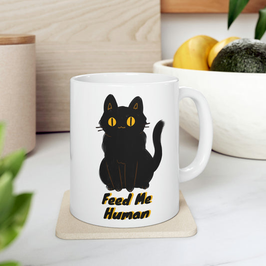 Funny Black cat Ceramic Mug 11oz, cat lover gift, cat owner mug, crazy cat lady, cat mom mug, cute cat mug, black cat tea cup