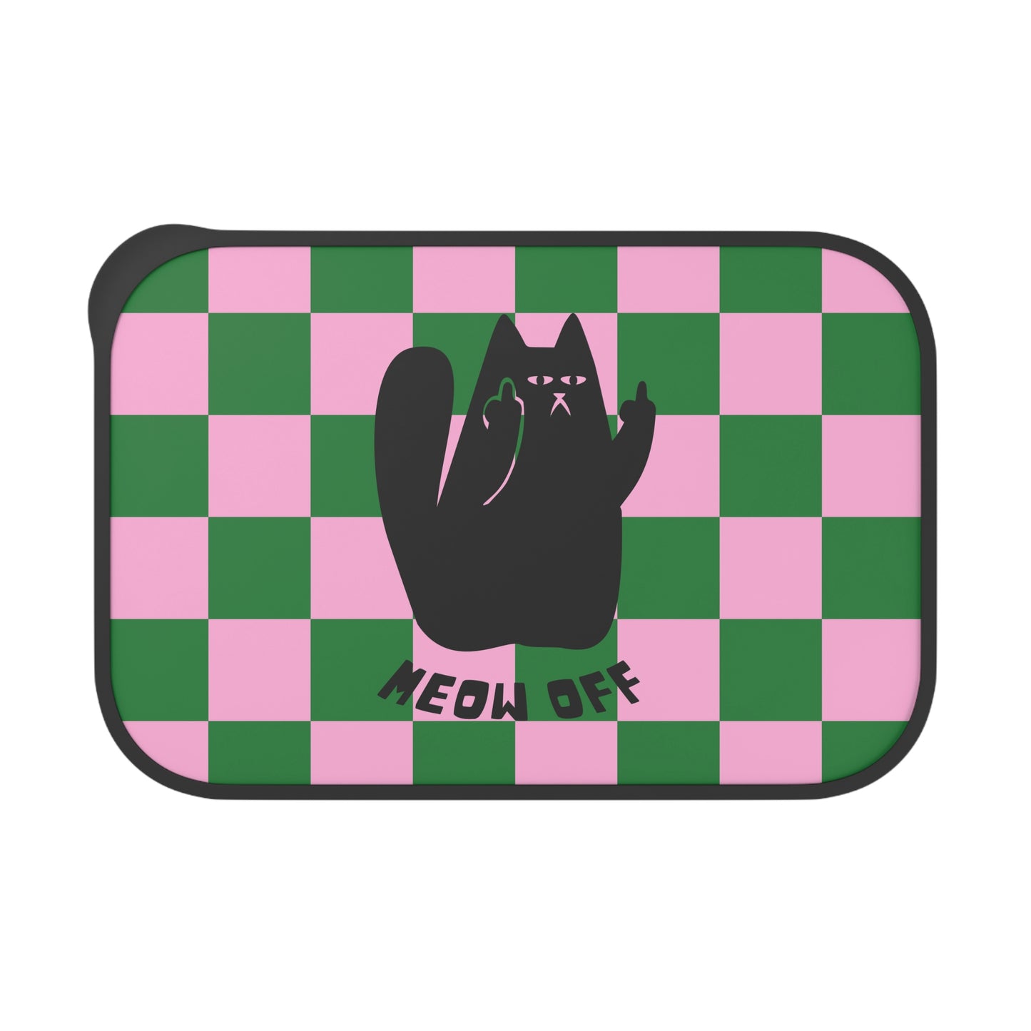 Checkered Funny cat pointing middle finger Bento Lunch Box