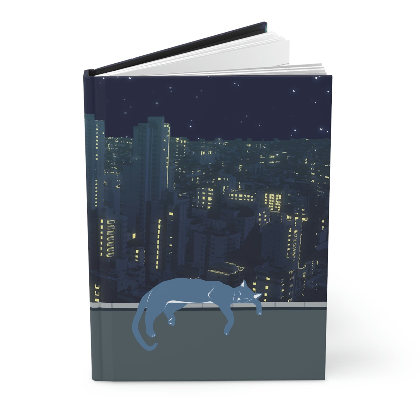 Stray Cat in a city Hardcover Journal Matte, Urban cat notebook, Blue Cat in a city journal, back to school, Coworker Gift, cat lover gift