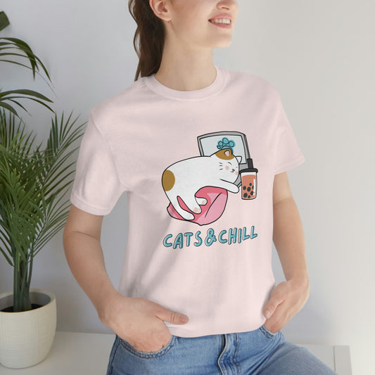 Cats and chill Tee, cat lover gift, funny cat tshirt, crazy cat lady t shirt, sarcastic cat tee, cat mom tee, cute cat shirt, shirt with cat