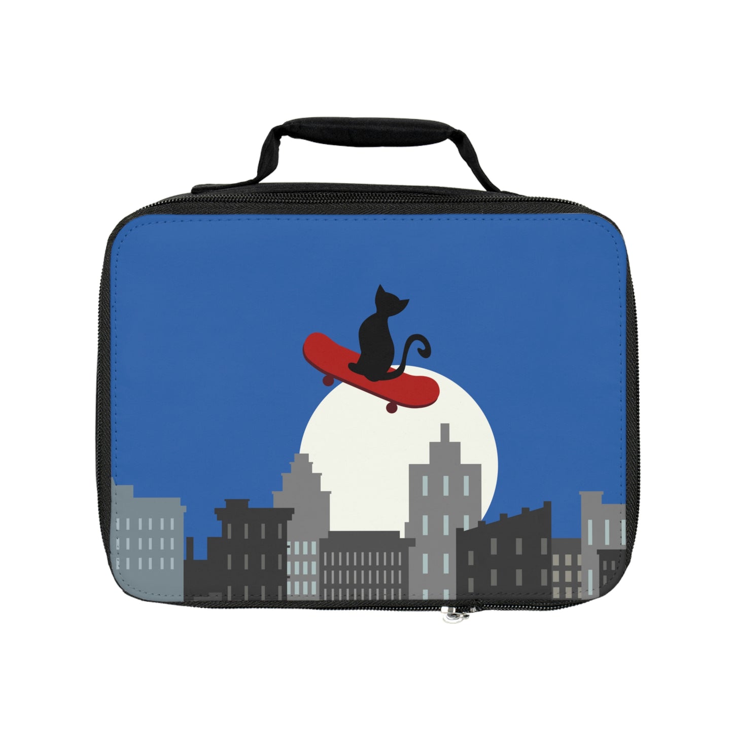 Black Cat on skateboard Lunch Bag | stray cat picnic bag | lunch tote