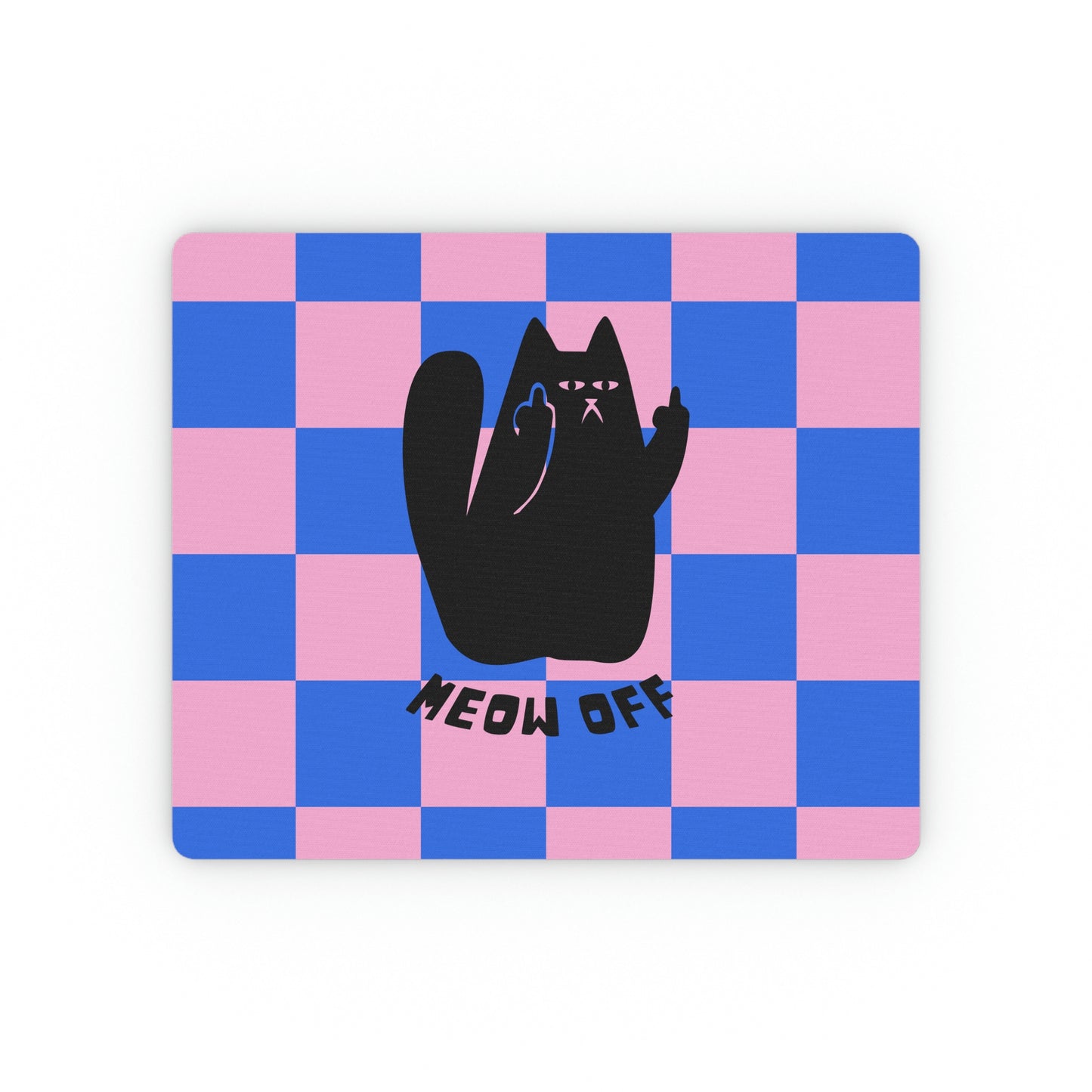 Checkered Funny cat Mouse pad, Black Cat middle finger Mouse pad, cute Mouse pad, cat lover gift , neko kawaii Mouse pad, funny mouse pad