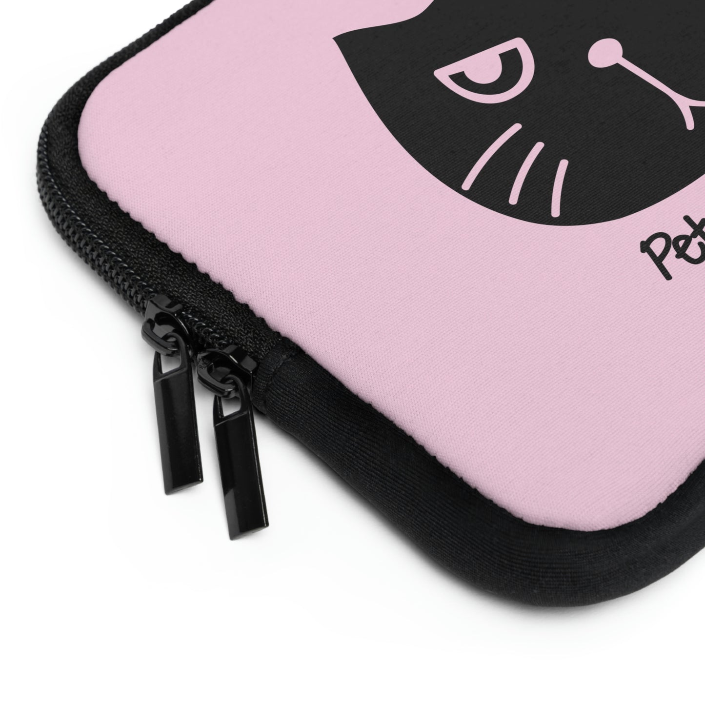 Black cat says Pet if you can pink Laptop Sleeve