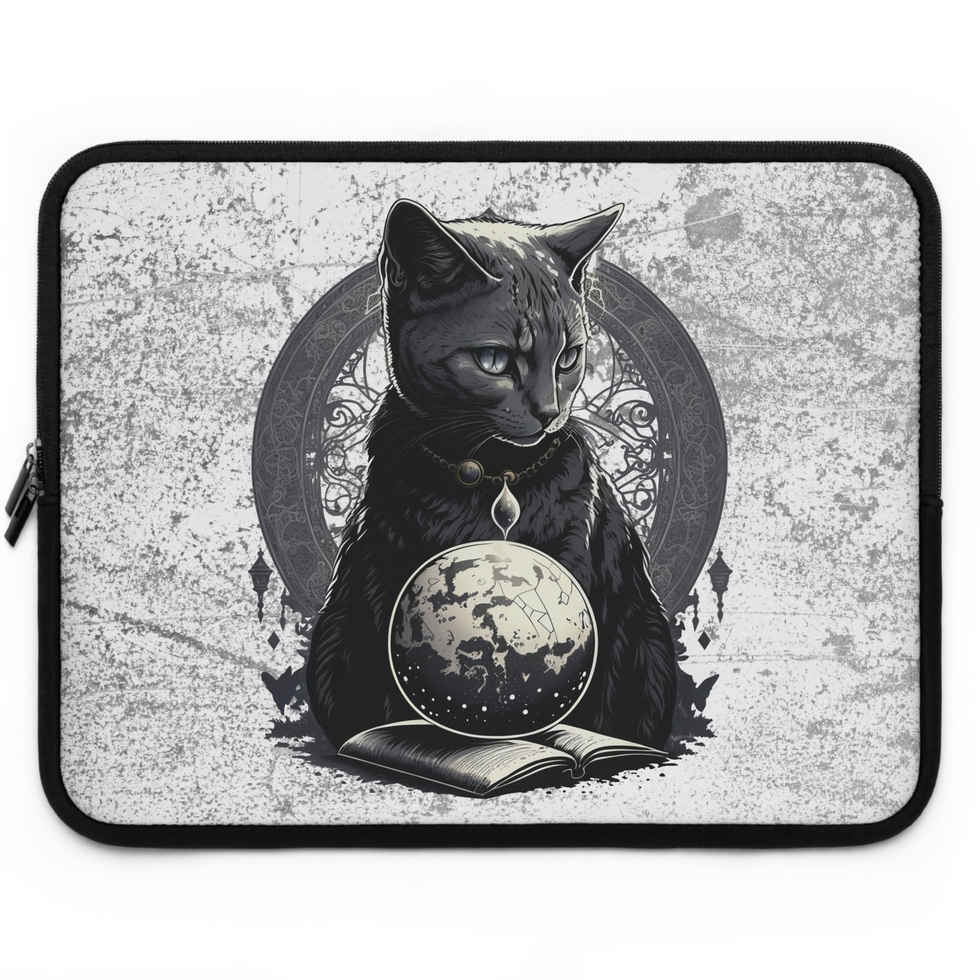 Cosmic Cat Laptop Sleeve, cat magician laptop case, witchy gothic cat laptop sleeve, whimsical fantasy ,magical celestial home office decor