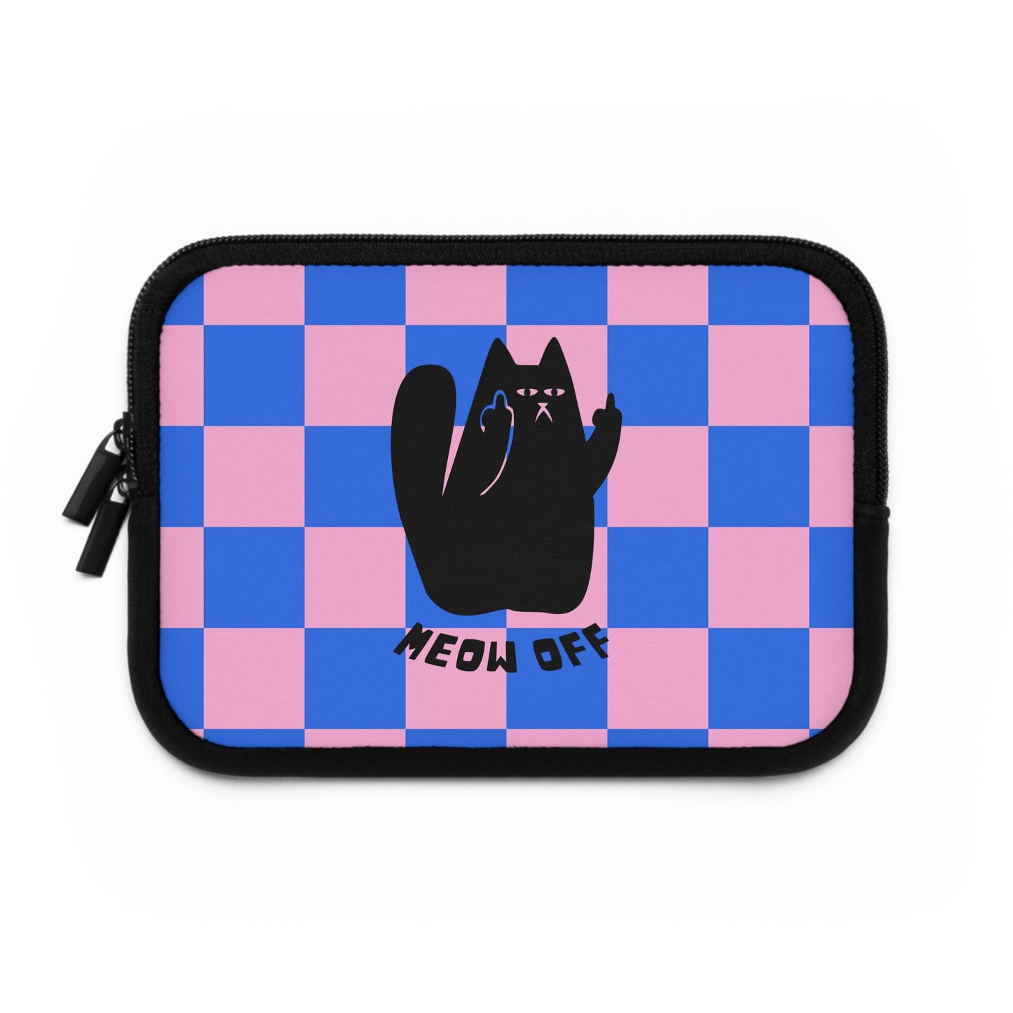 Checkered Funny Cat Laptop Sleeve