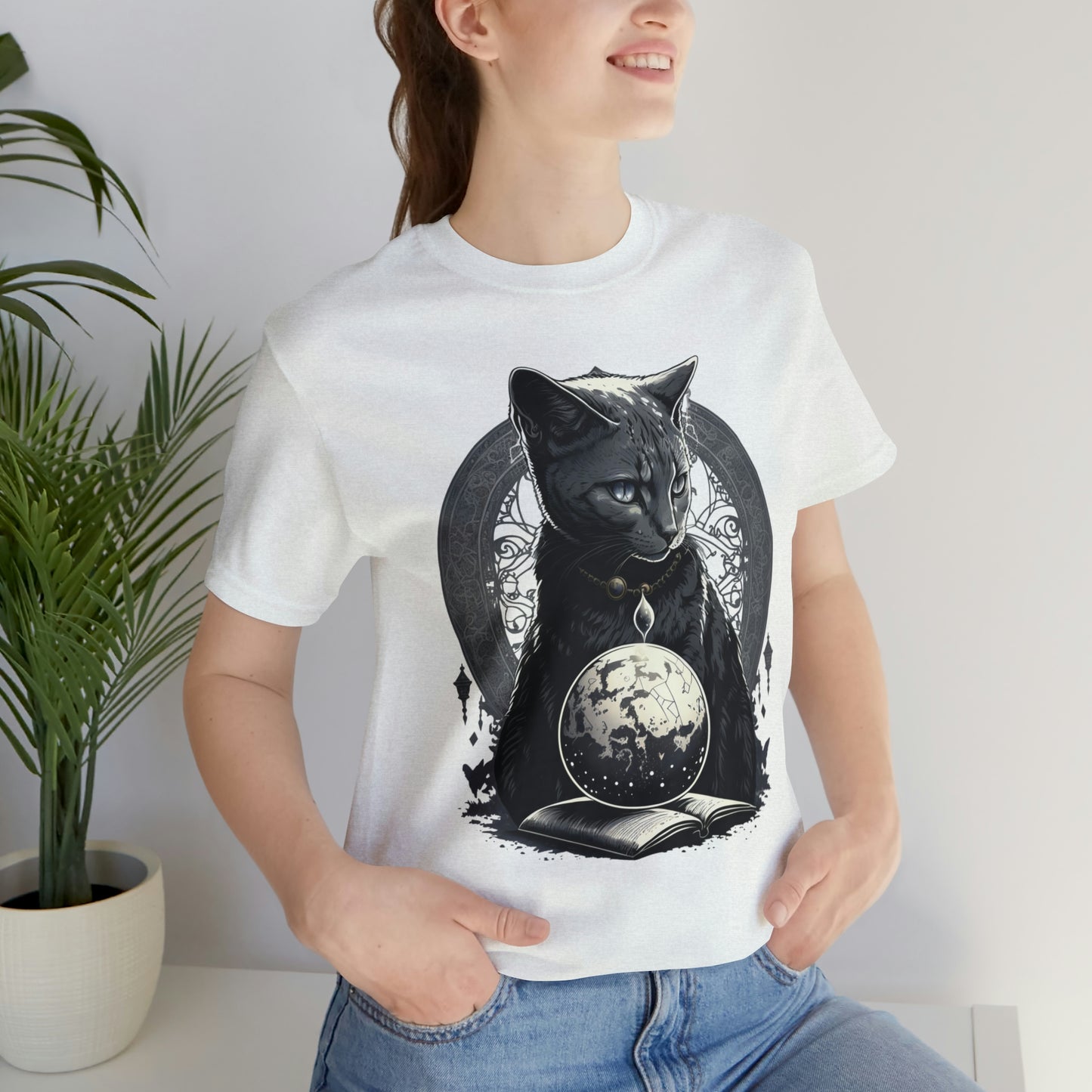 Cosmic cat T-shirt, cat magician shirt, magical cat shirt, witch cat tee, mystical cat shirt, celestial fantasy cat shirt, whimsical tshirt