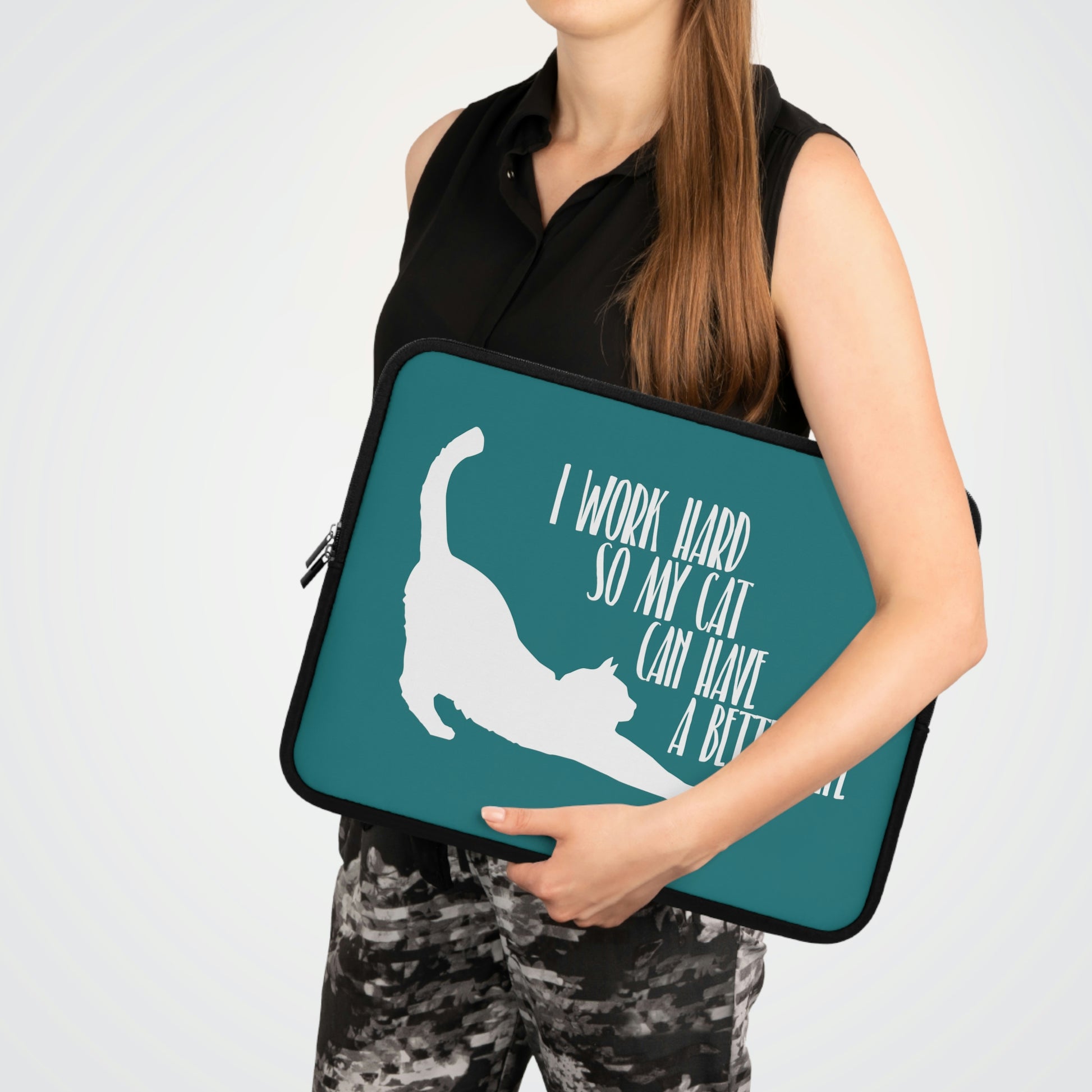 Cat owner quote Laptop Sleeve, cat lover laptop case, cat owner gift, cat mom laptop sleeve, funny cat laptop case, cute cat laptop sleeve