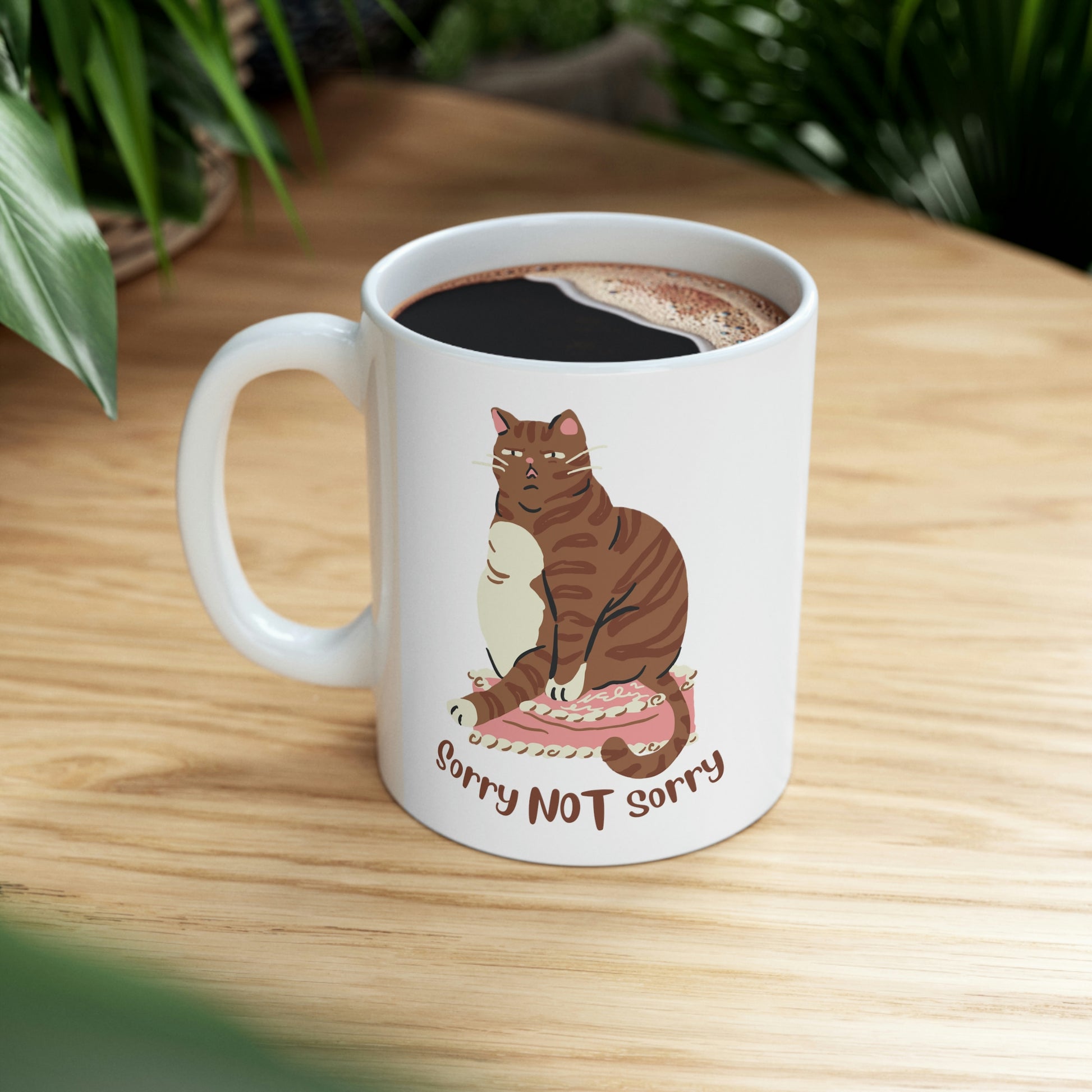 Bad funny cat Ceramic Mug 11oz, cat lover gift, crazy cat lady mug, cat mom coffee mug, sarcastic cat tea cup, tabby cat mug sorry not sorry