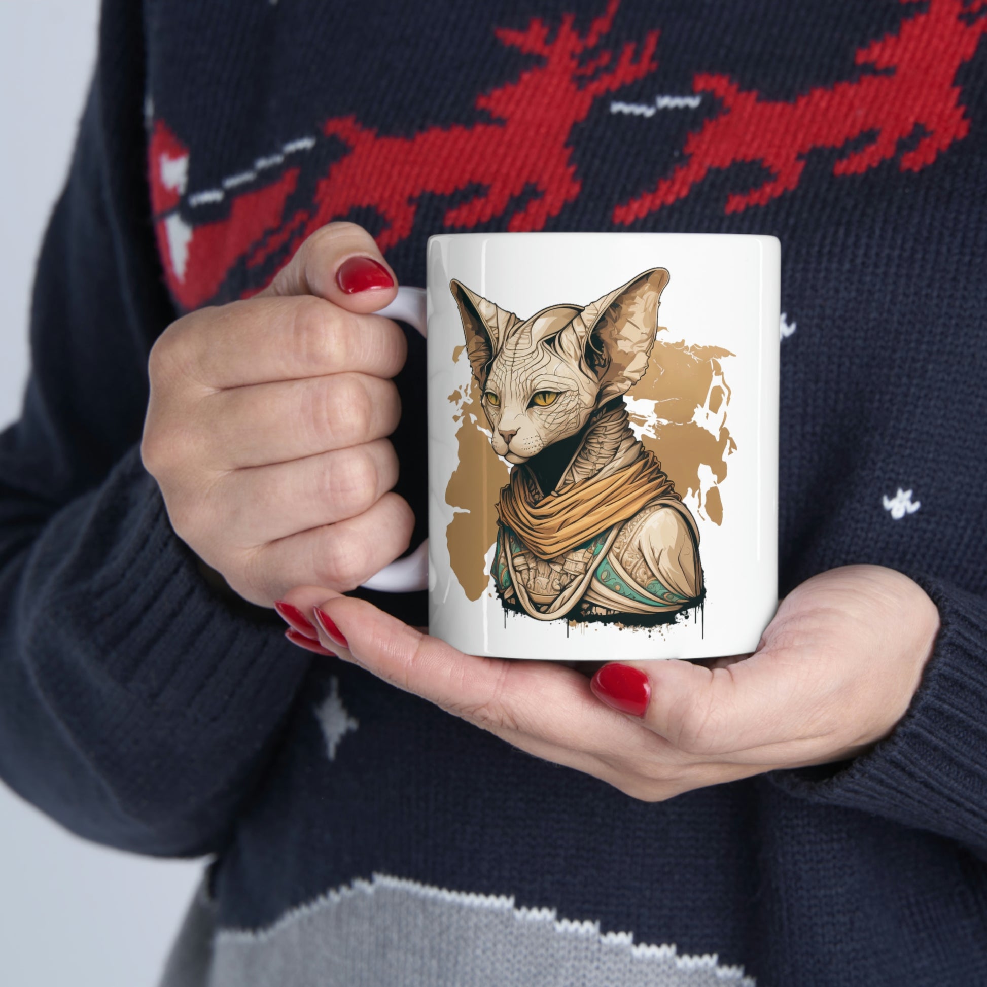 Sphynx cat Ceramic Mug 11oz, pharaoh cat mug, egypt cat coffee mug, Sphynx Mom tea cup, Hairless cat mug, Sphynx Cat owner Gift, cool mug