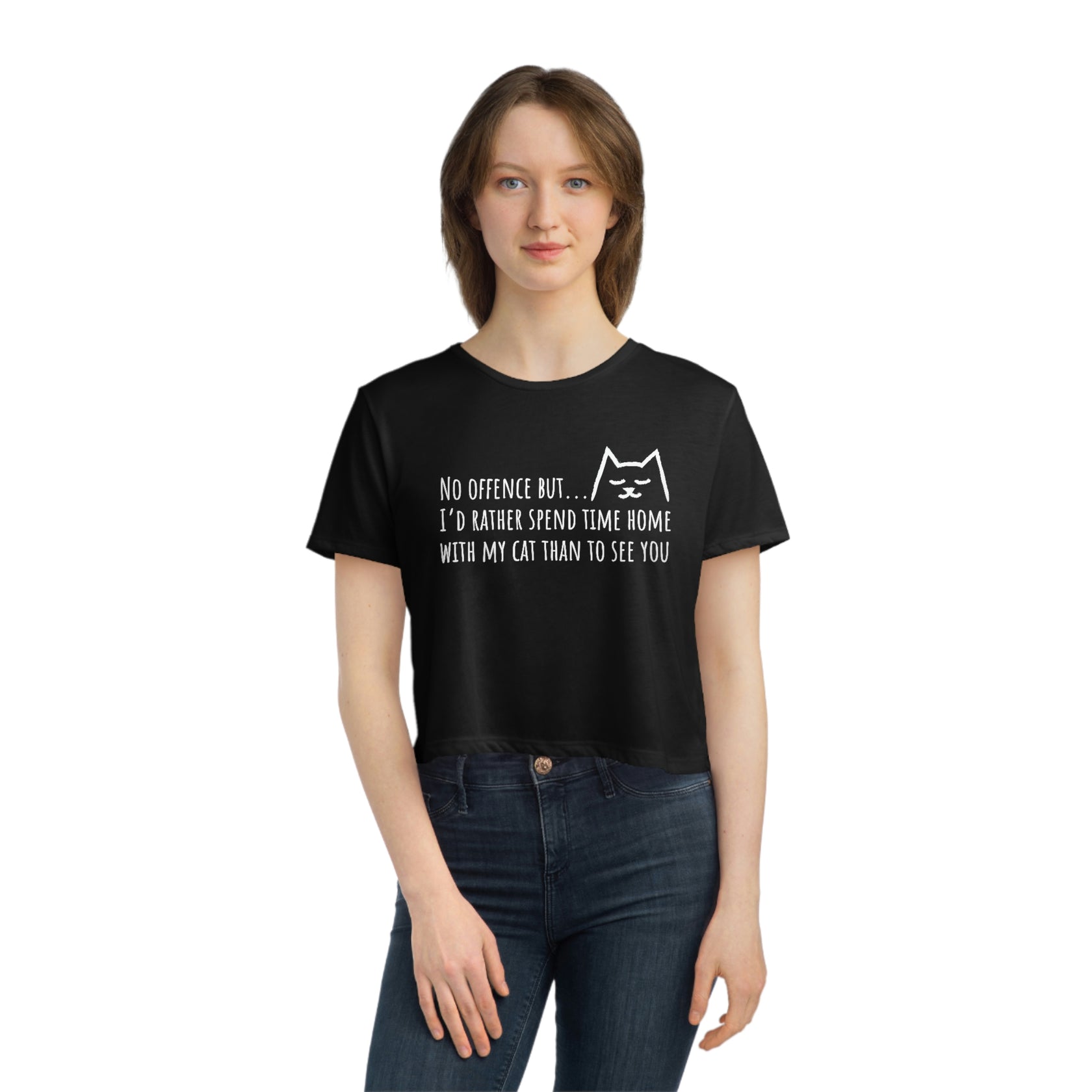 Sarcastic Funny cat quote Cropped Tee | kawaii cute cat cropped top ...