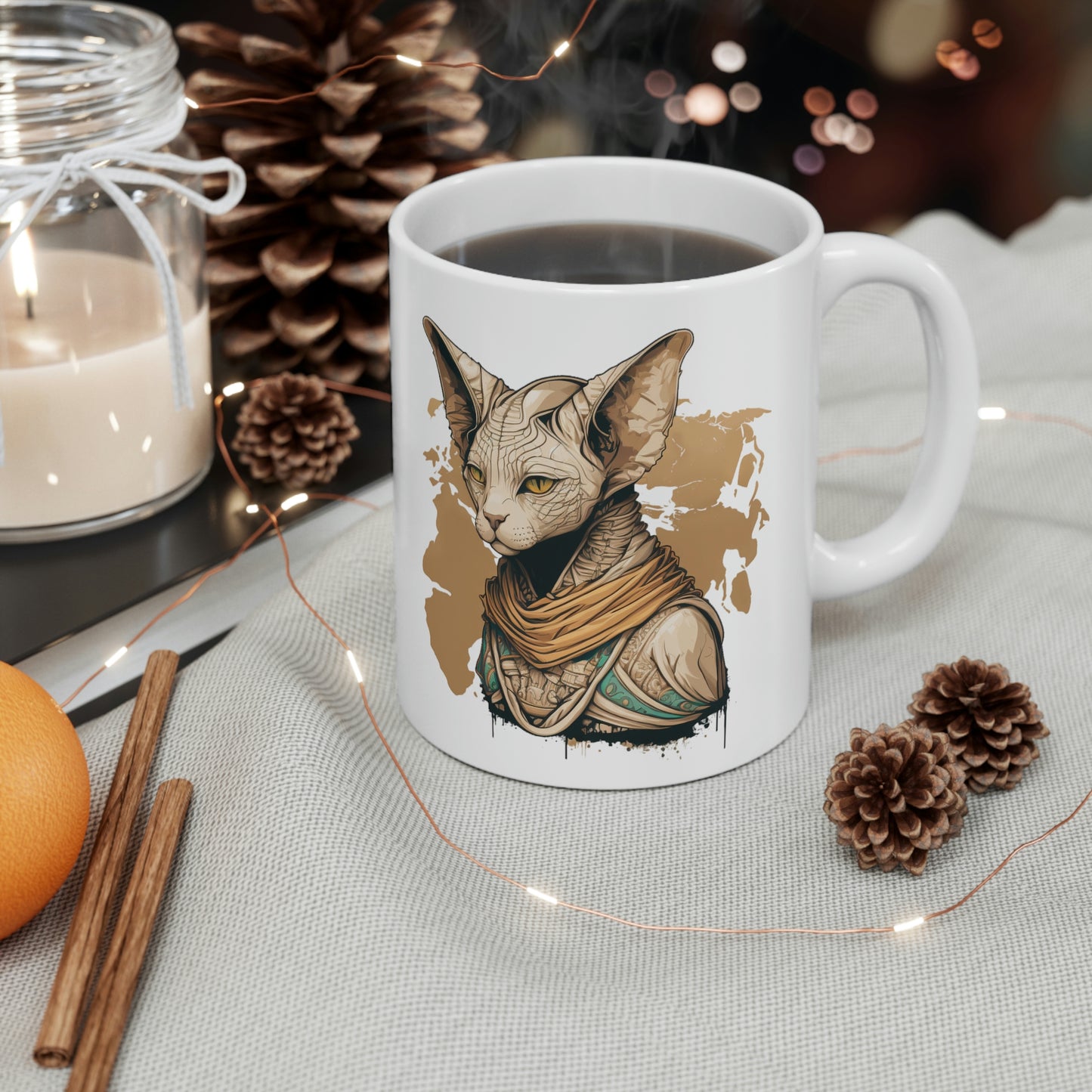 Sphynx cat Ceramic Mug 11oz, pharaoh cat mug, egypt cat coffee mug, Sphynx Mom tea cup, Hairless cat mug, Sphynx Cat owner Gift, cool mug