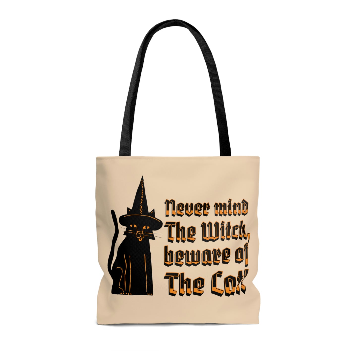 Witchy Black Cat Canvas Tote Bag