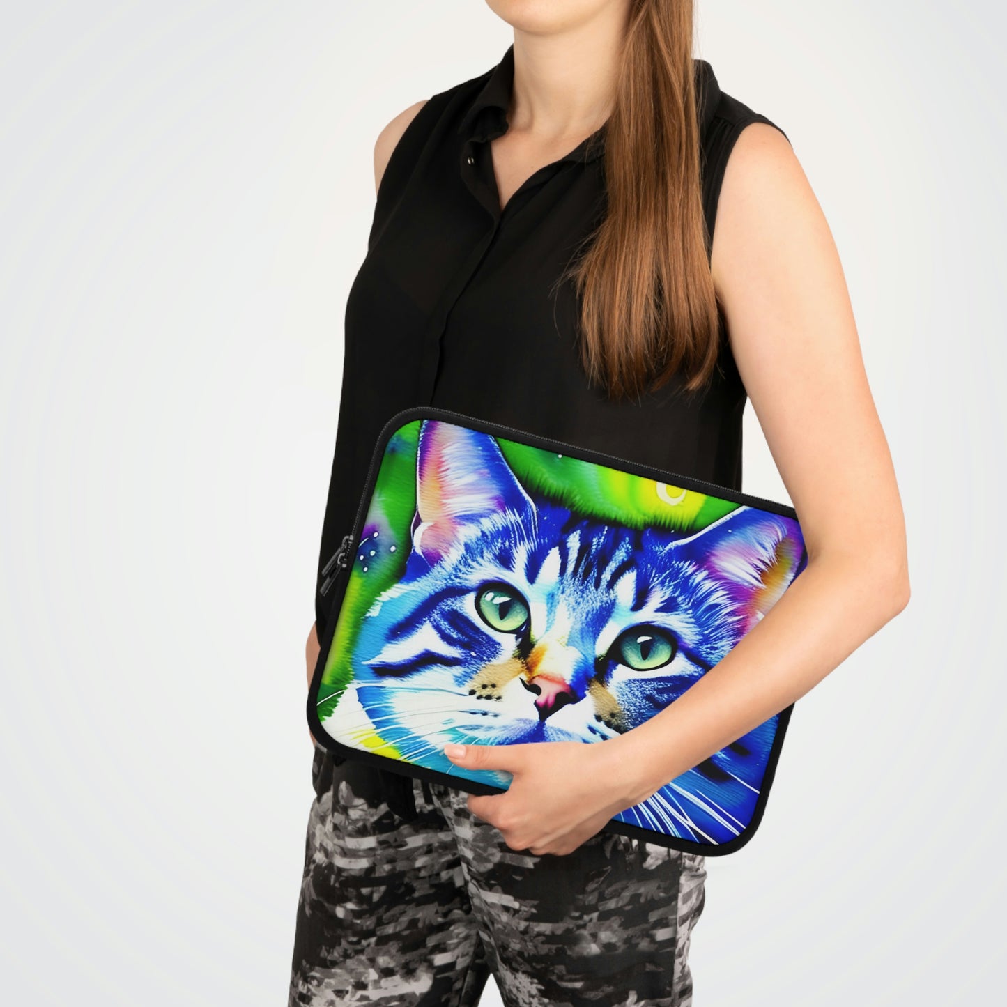 Colorful Cat Graphic Laptop Sleeve