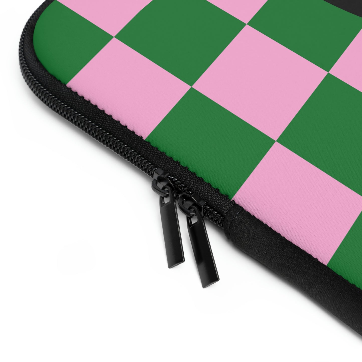 Checkered Funny Black Cat Laptop Sleeve