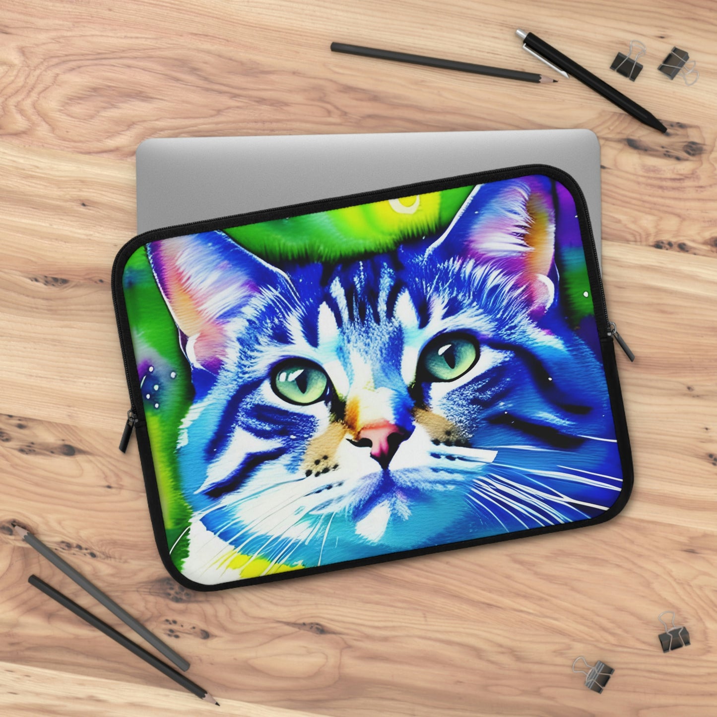 Colorful Cat Graphic Laptop Sleeve