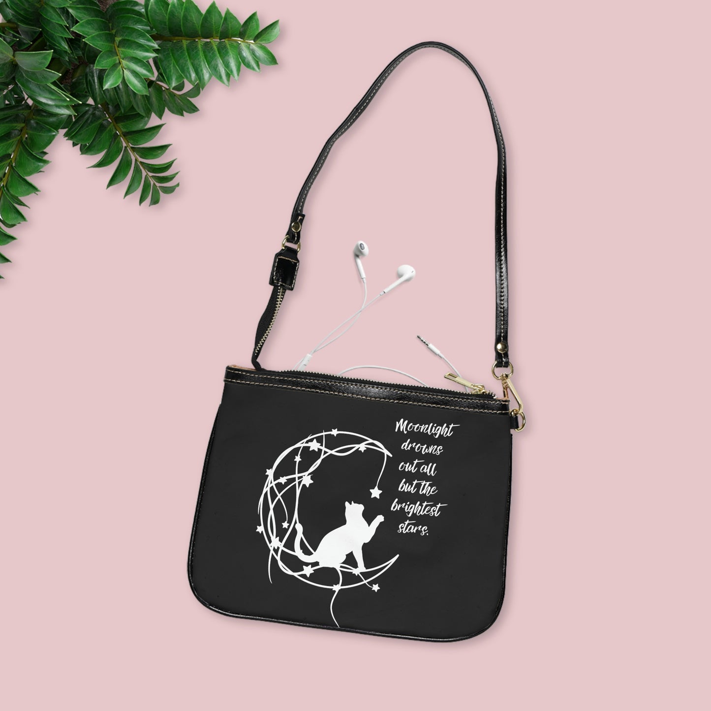 Cat and moon Small Shoulder Bag, aesthetic crossbody bag, celestial bag, cat lover gift, gift for her, dreamer gift, fantasy Small Bag