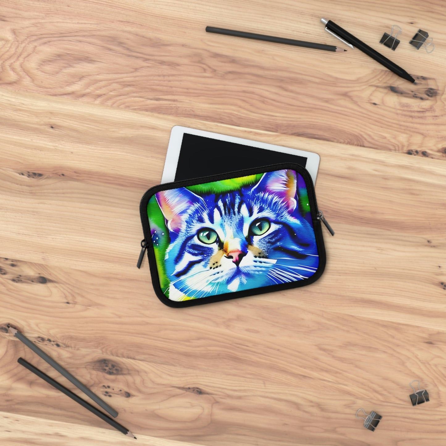 Colorful Cat Graphic Laptop Sleeve