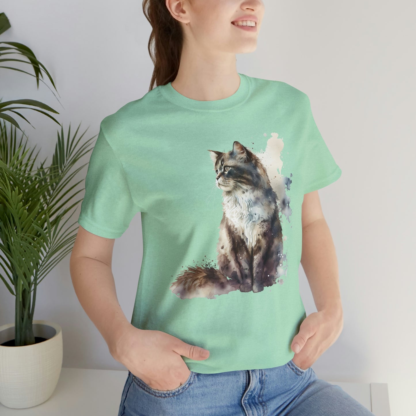 Watercolor Cat T shirt, Cute cat shirt, Watercolor Kitty shirt, kitty cuteness art shirt, Cat Illustration shirt, Colorful Boho Cats tshirt