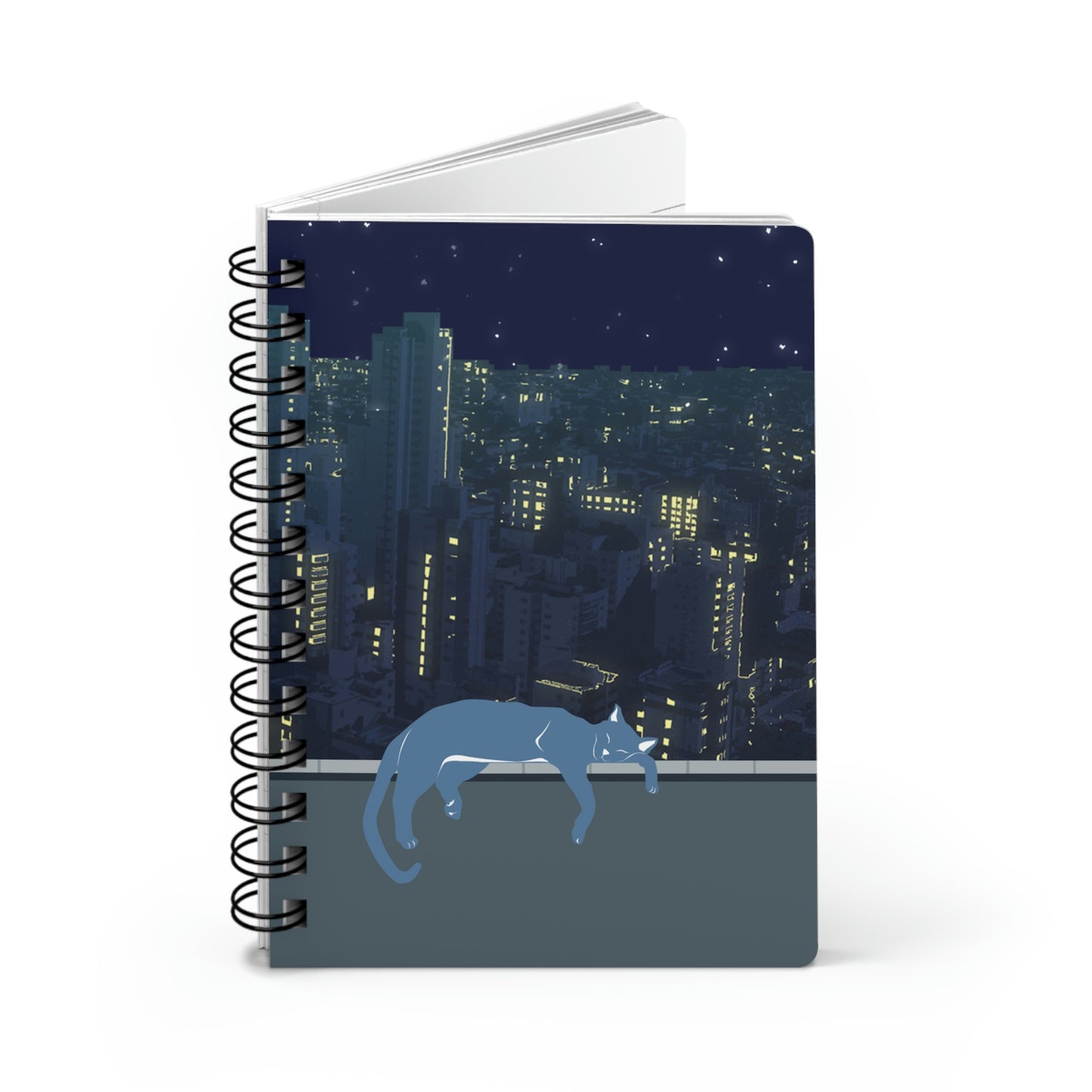 Stray cat in a city Spiral Bound Journal, Cool Cat traveler notebook, Coworker cat Gift, Cat lover gift, Urban Cat Notebook, back to school