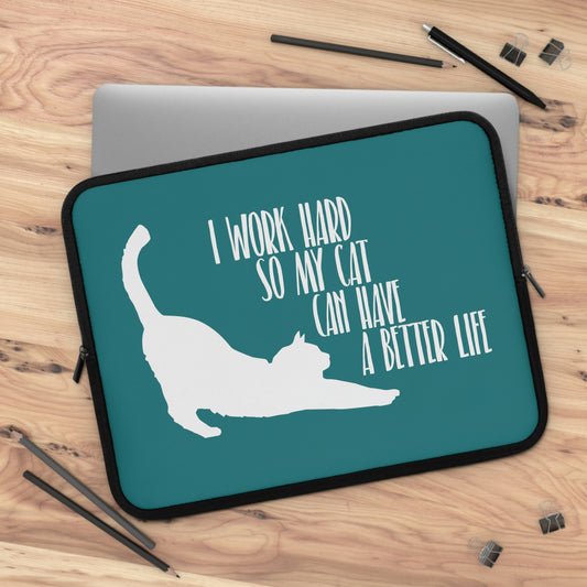 Cat owner quote Laptop Sleeve, cat lover laptop case, cat owner gift, cat mom laptop sleeve, funny cat laptop case, cute cat laptop sleeve