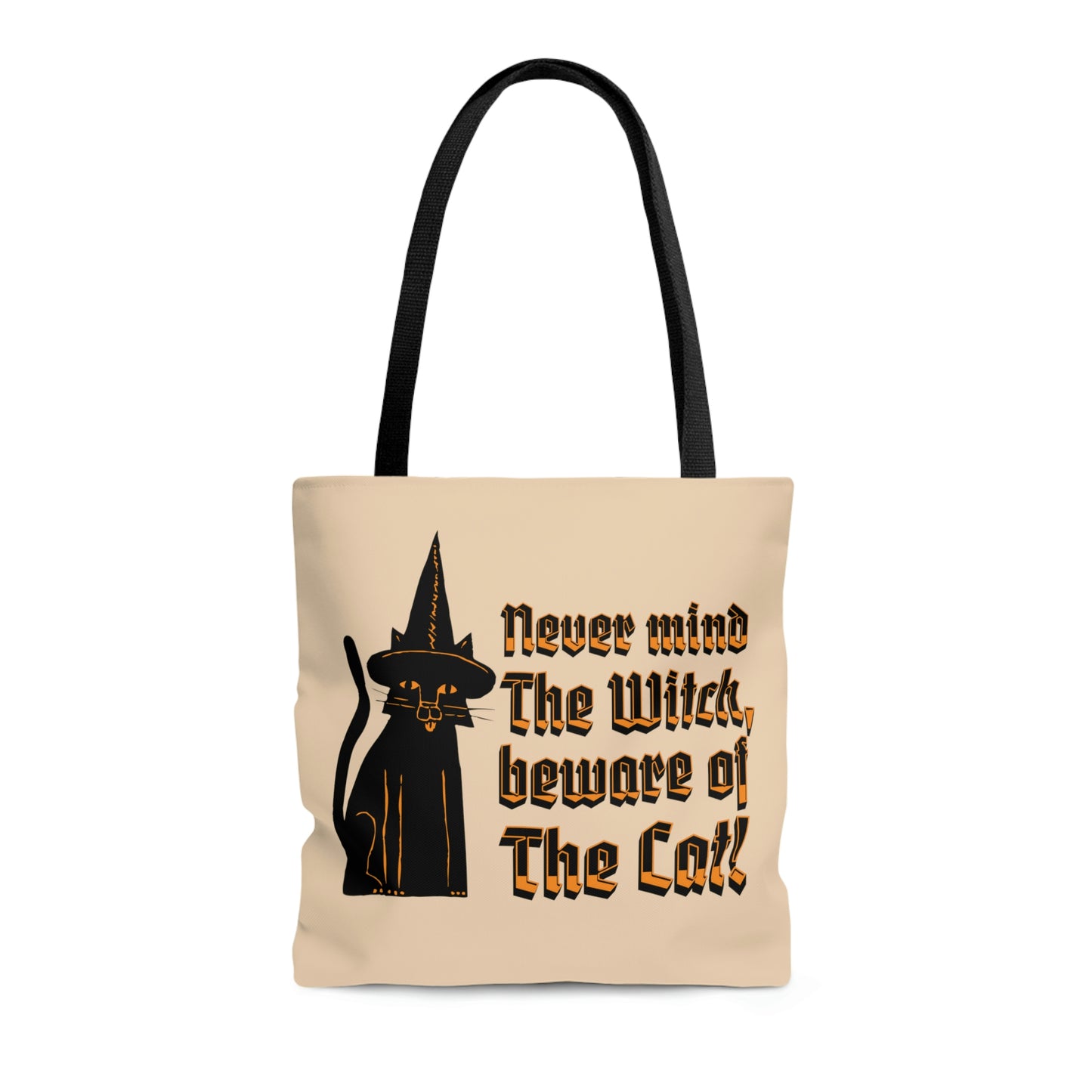 Witchy Black Cat Canvas Tote Bag