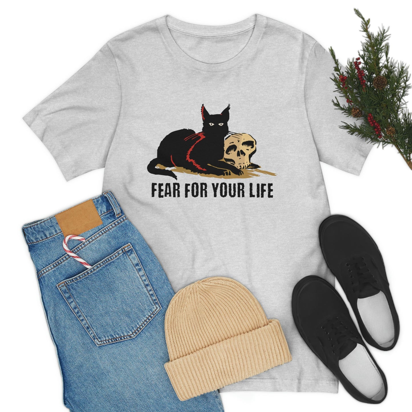 Black cat says fear for your life T-shirt