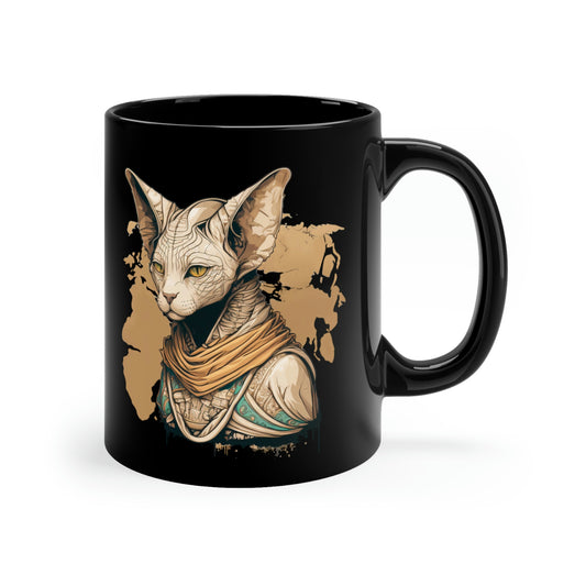 Sphynx cat 11oz Black Mug, ancient egypt mug, Sphynx cat egypt aesthetic mug, pharaoh cat mug, egypt cat coffee mug, Sphynx cat Mom tea cup