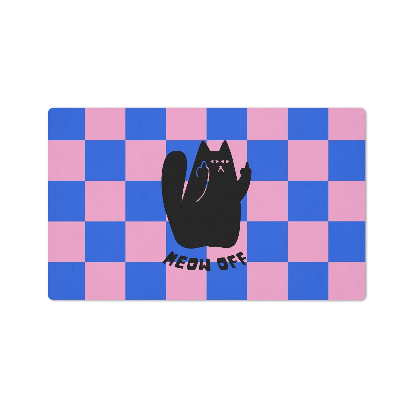 Checkered Funny cat Floor Mat