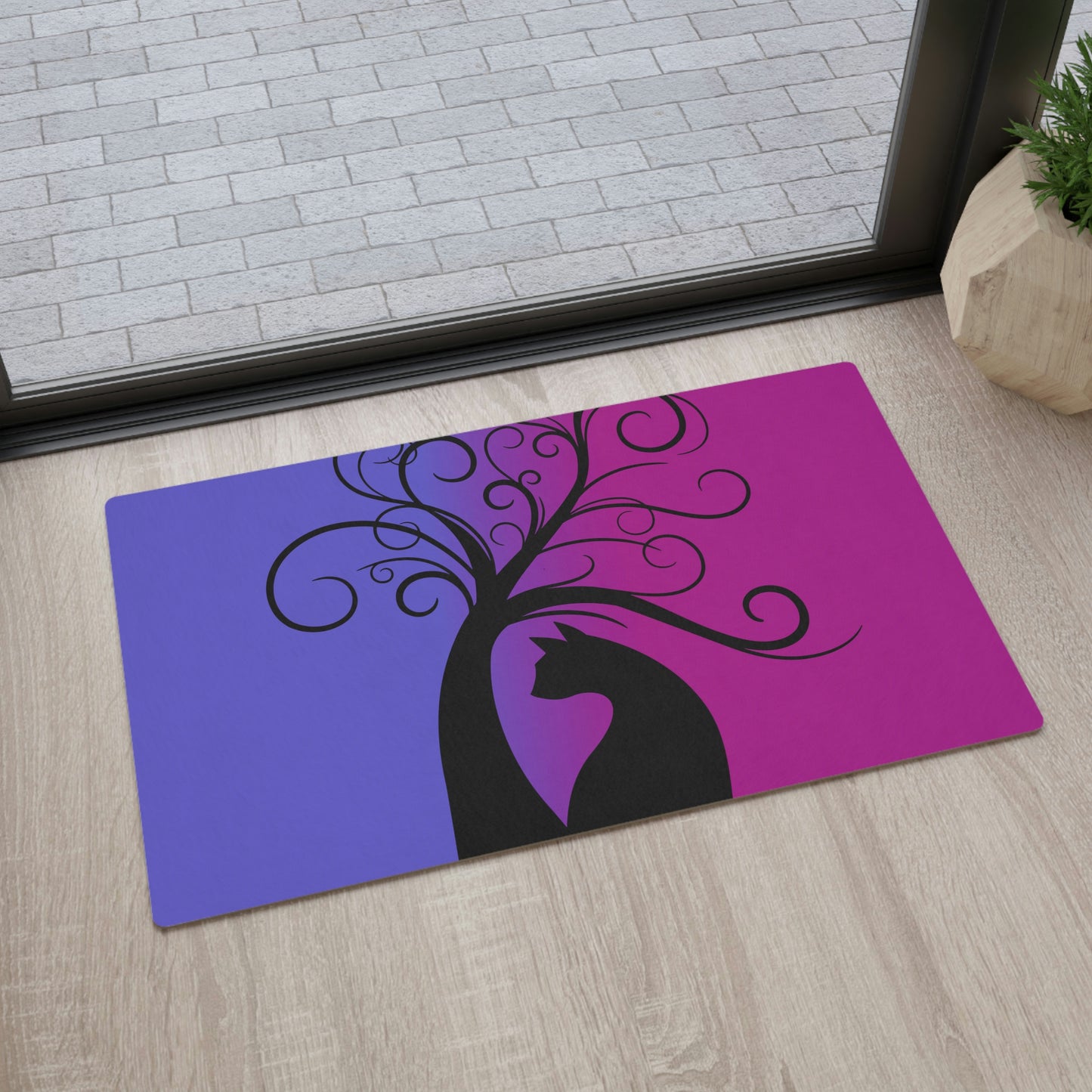 Black Cat gothic floor mat, mystic fall flooring mat, Cat magical celestial witchy doormat, gift for her, cat lover gift, home décor